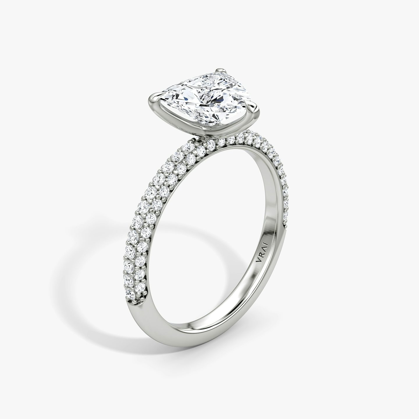 The Pavé Dome | Trillion | Platinum | Band: Pavé | Diamond orientation: vertical | Carat weight: See full inventory