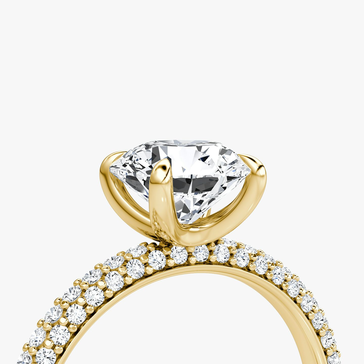 Anillo de compromiso Pavé Dome | Brillante | 18k | Oro amarillo de 18 quilates | Peso en quilates: 1 | Orientación de diamante: vertical