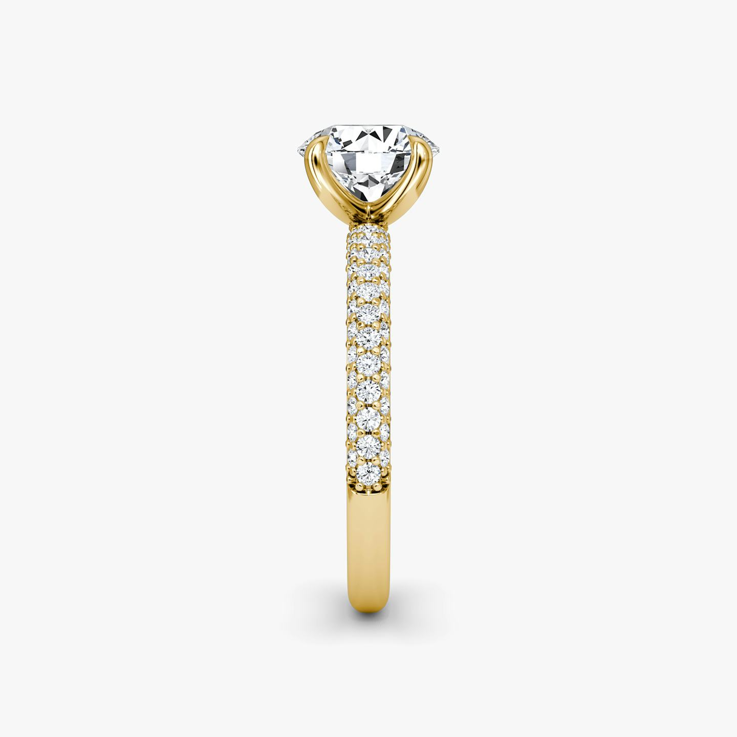 Bague de fiançailles Pavé Dome | Rond Brillant | 18k | Or jaune 18 carats | Poids en carats: 1 | Orientation du diamant: vertical