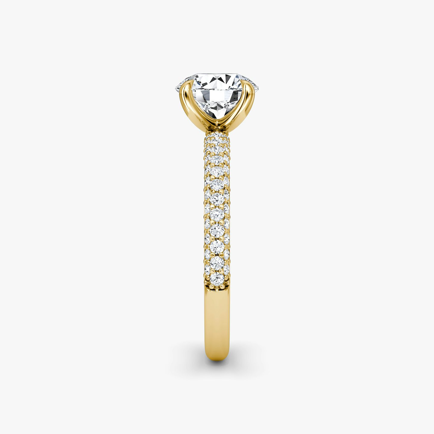 Anillo de compromiso Pavé Dome | Brillante | 18k | Oro amarillo de 18 quilates | Peso en quilates: 1 | Orientación de diamante: vertical