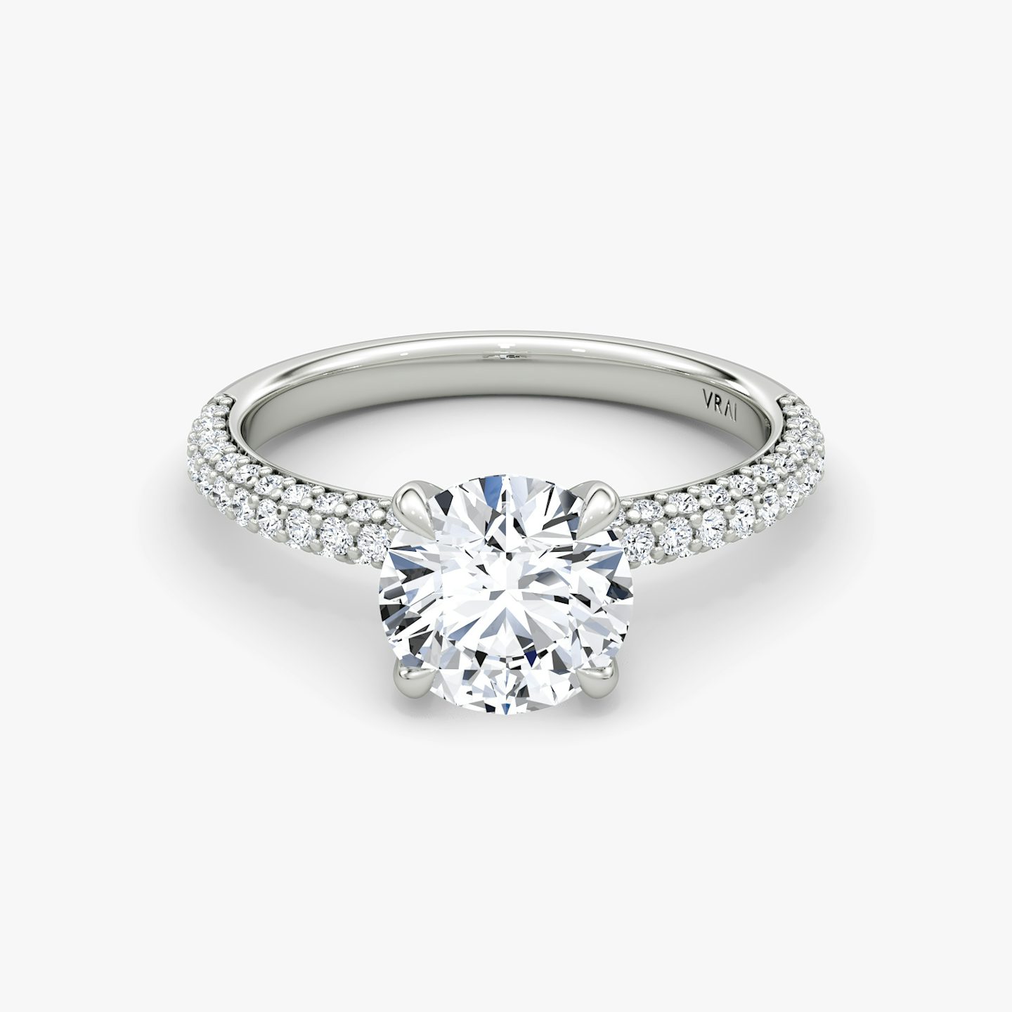The Pavé Dome | Round Brilliant | 18k | 18k White Gold | Band: Pavé | Carat weight: See full inventory | Diamond orientation: vertical