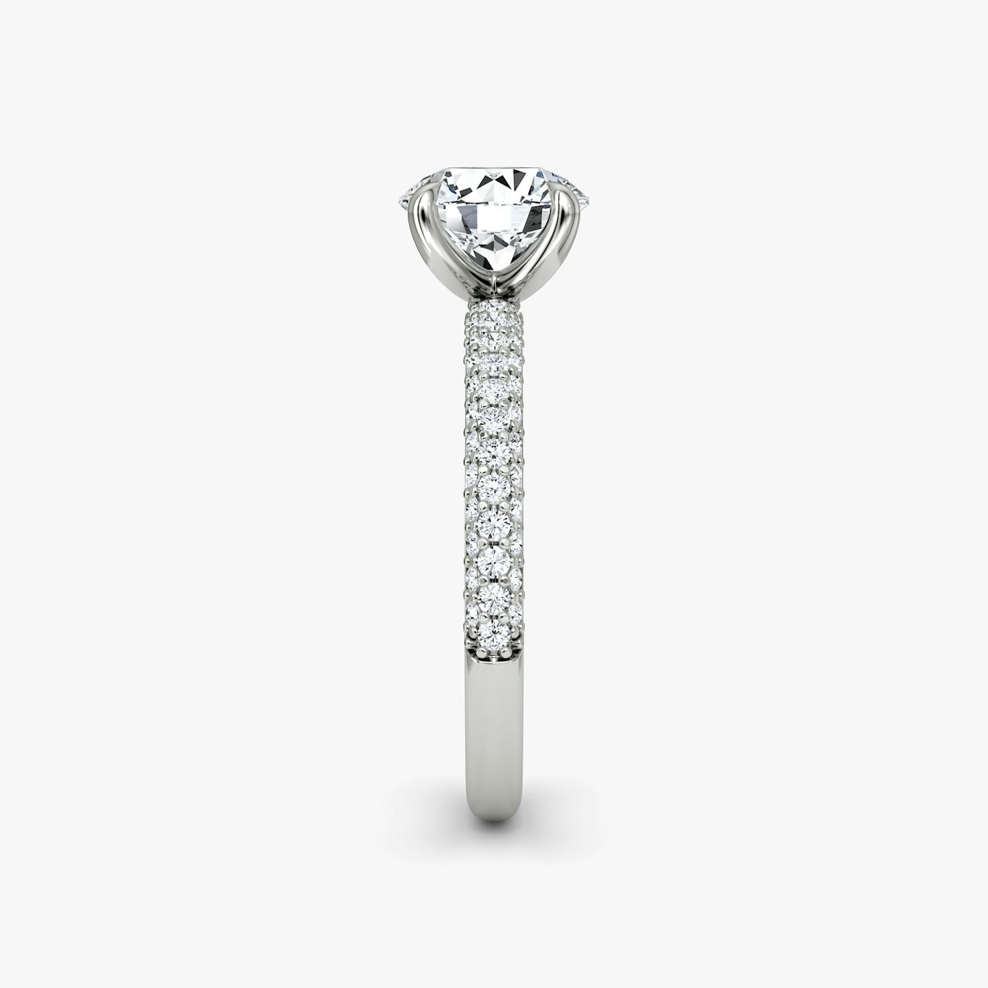 Bague de fiançailles Pavé Dome | Rond Brillant | 18k | Or blanc 18 carats | Poids en carats: 1 | Orientation du diamant: vertical