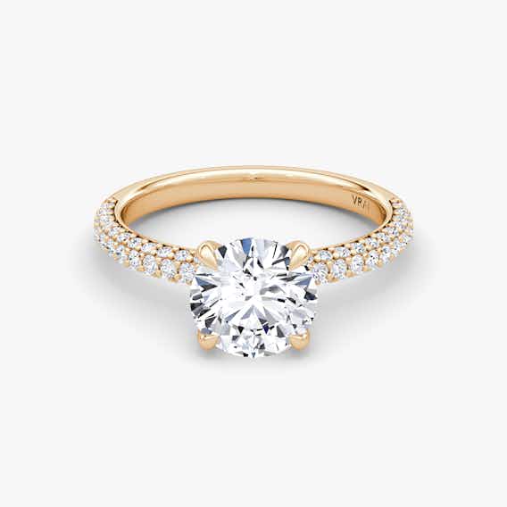 Pave Dome Round Brilliant Engagement Ring