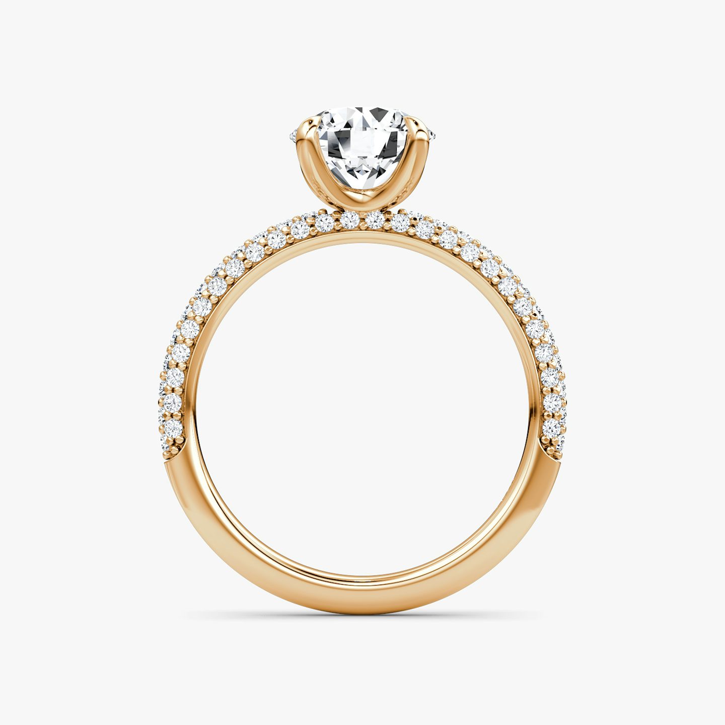 The Pavé Dome | Round Brilliant | 14k | 14k Rose Gold | Band: Pavé | Carat weight: See full inventory | Diamond orientation: vertical
