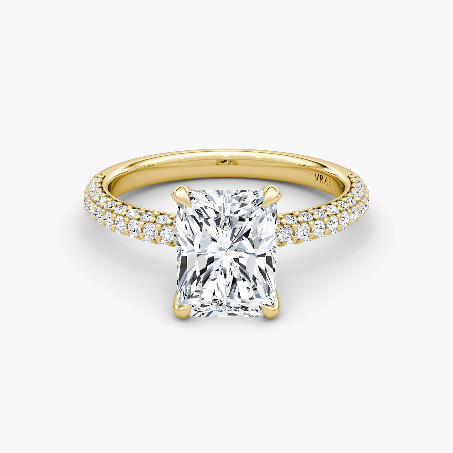 The Pavé Dome | Radiant | 18k | 18k Yellow Gold | Band: Pavé | Diamond orientation: vertical | Carat weight: See full inventory