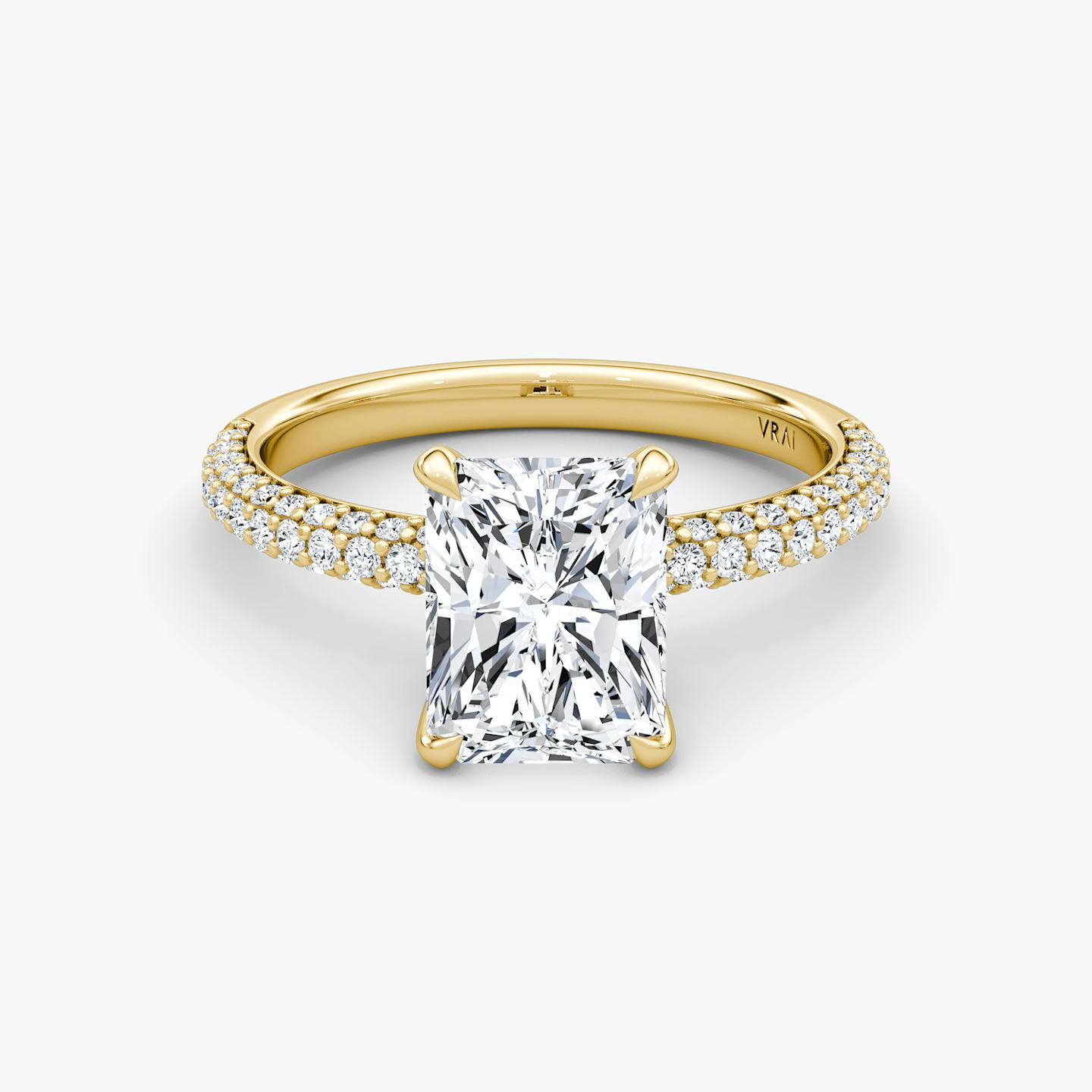 The Pavé Dome | Radiant | 18k | 18k Yellow Gold | Diamond orientation: vertical | Carat weight: See full inventory