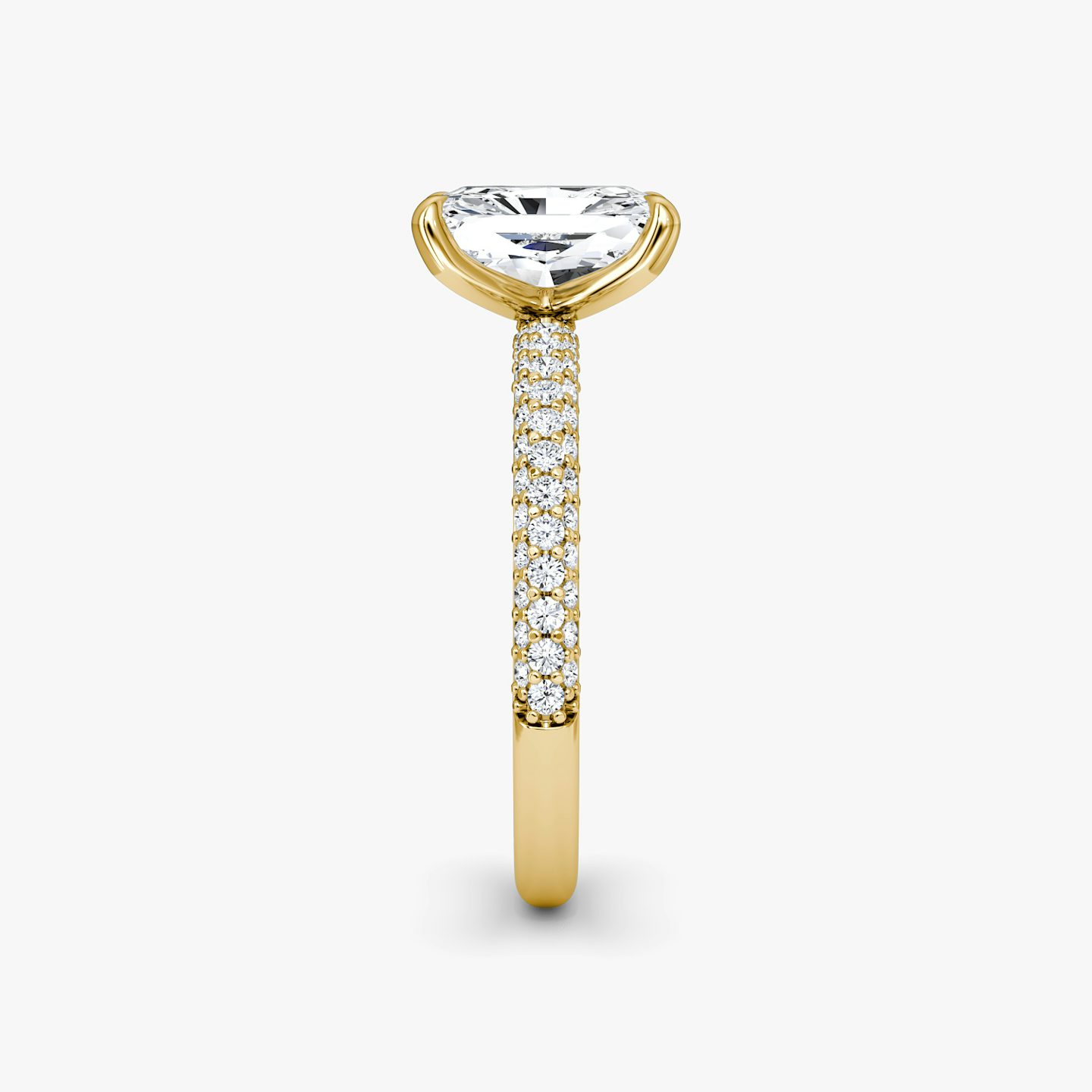 The Pavé Dome | Radiant | 18k | 18k Yellow Gold | Band: Pavé | Diamond orientation: vertical | Carat weight: See full inventory
