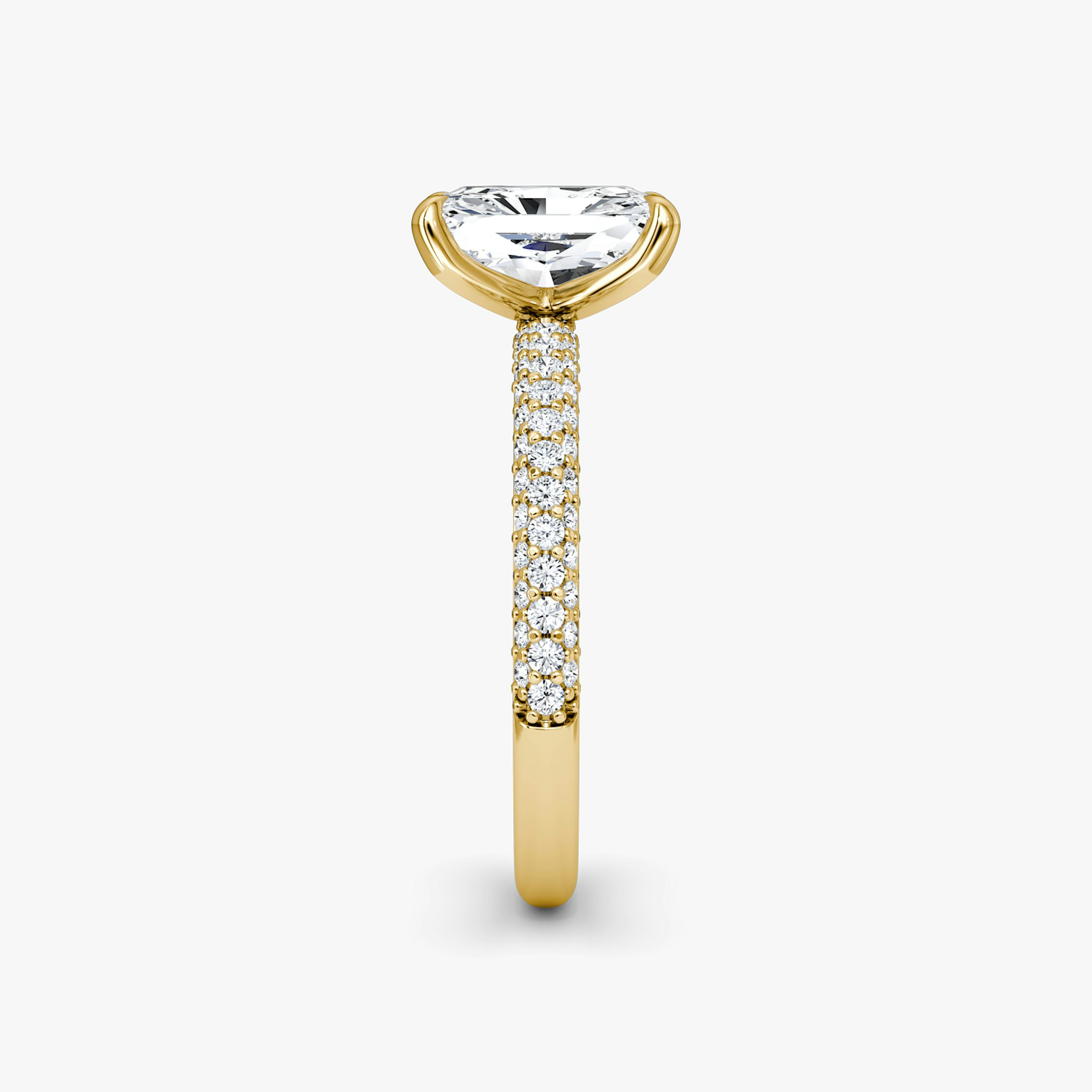 The Pavé Dome | Radiant | 18k | 18k Yellow Gold | Diamond orientation: vertical | Carat weight: See full inventory
