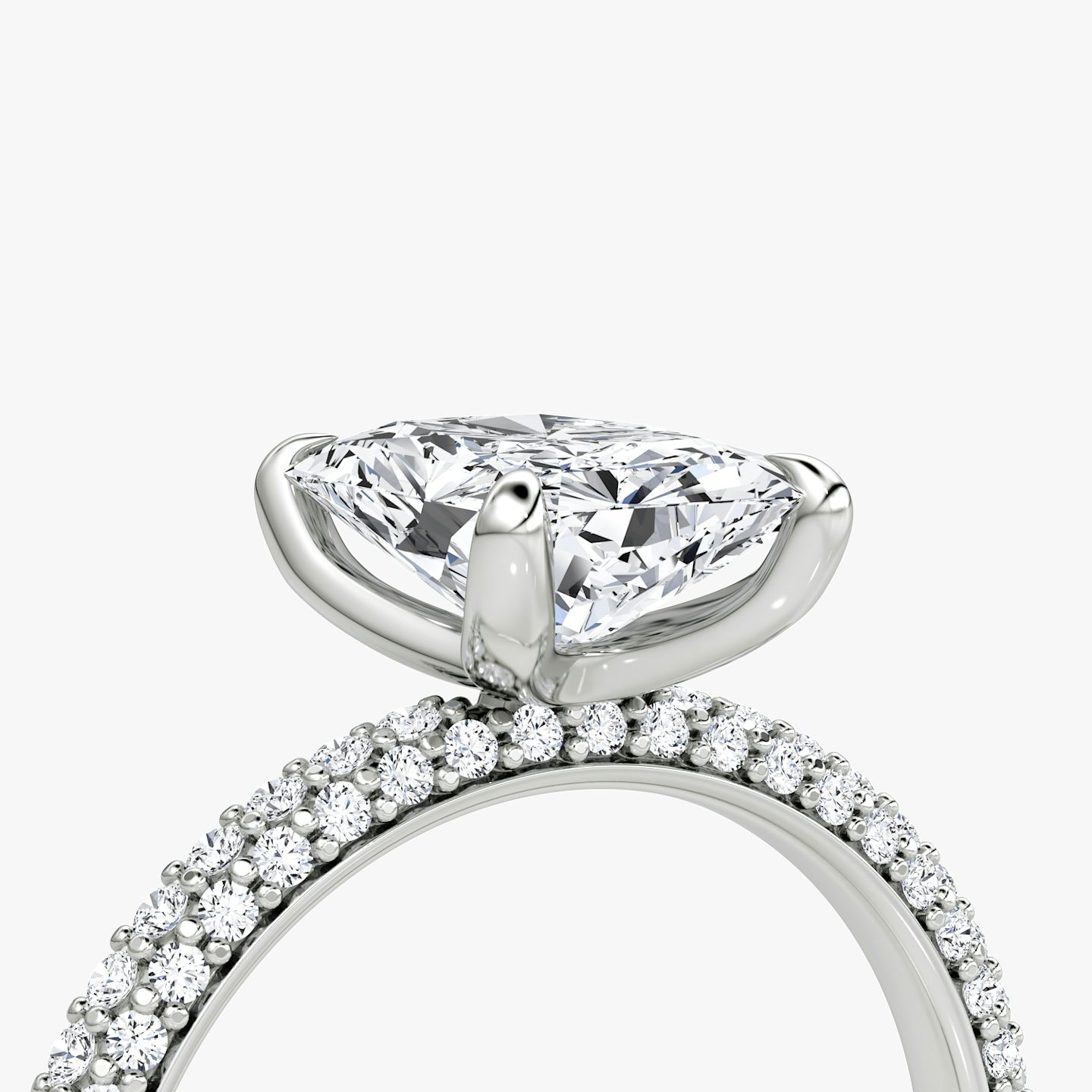 The Pavé Dome | Radiant | 18k | 18k White Gold | Band: Pavé | Diamond orientation: vertical | Carat weight: See full inventory