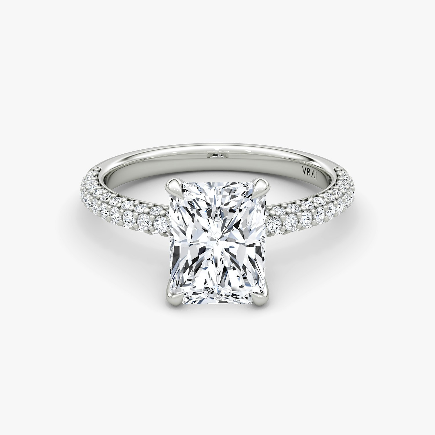 Pavé Dome Radiant Engagement Ring | 18k White Gold Pave