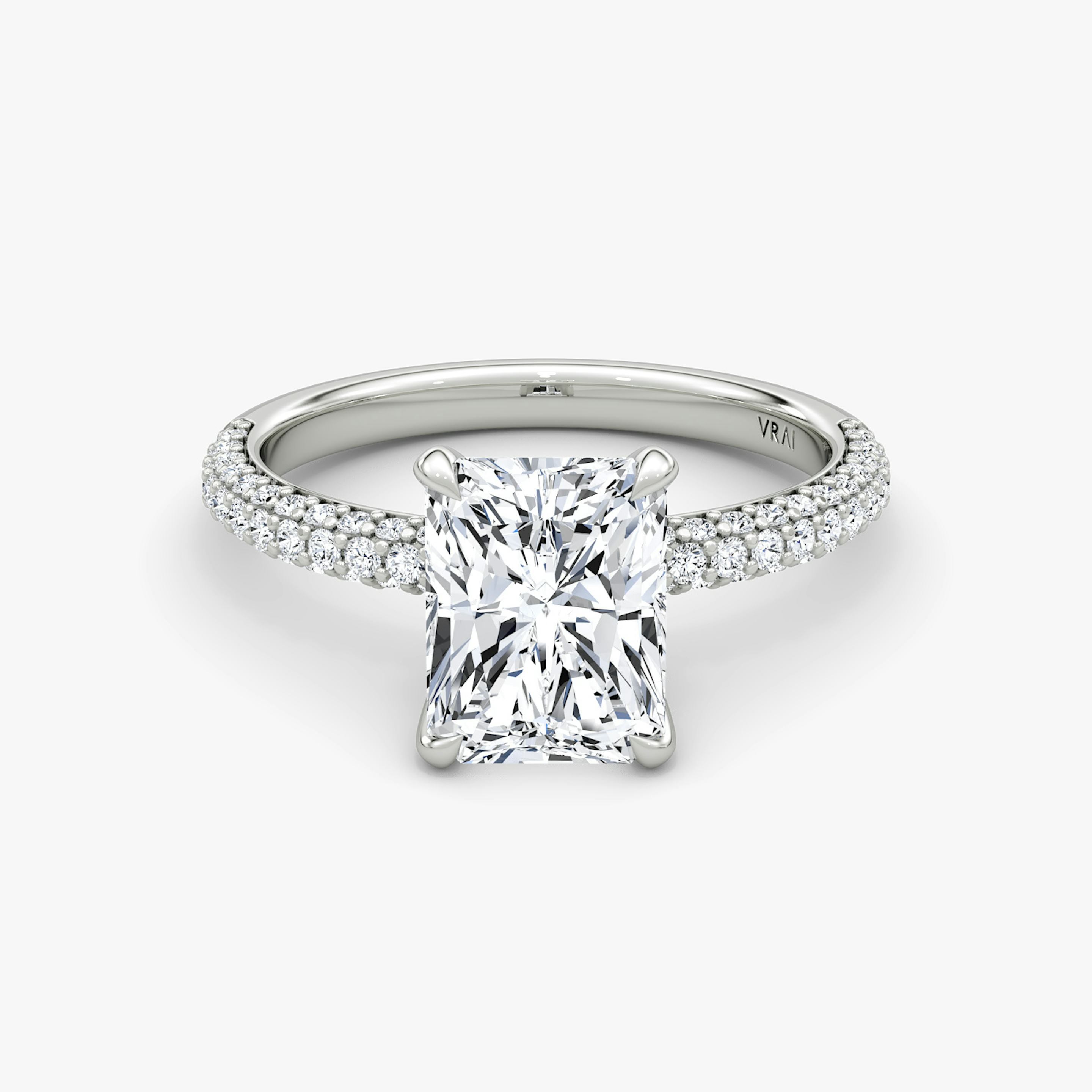 The Pavé Dome | Radiant | 18k | 18k White Gold | Diamond orientation: vertical | Carat weight: See full inventory