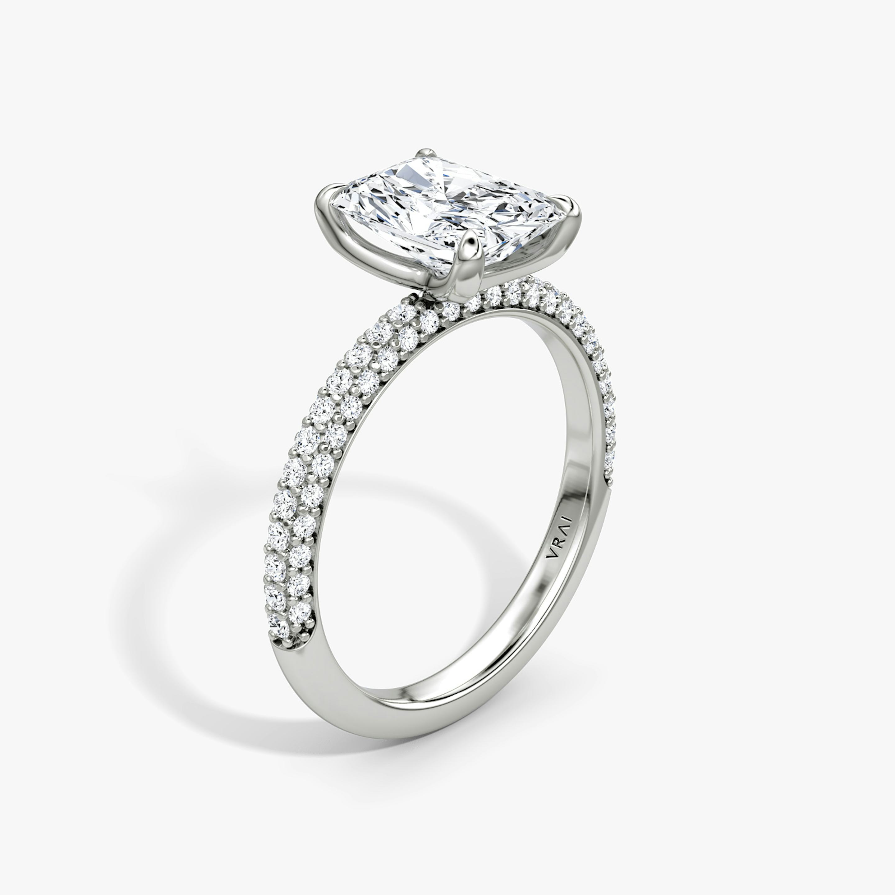 The Pavé Dome | Radiant | 18k | 18k White Gold | Diamond orientation: vertical | Carat weight: See full inventory