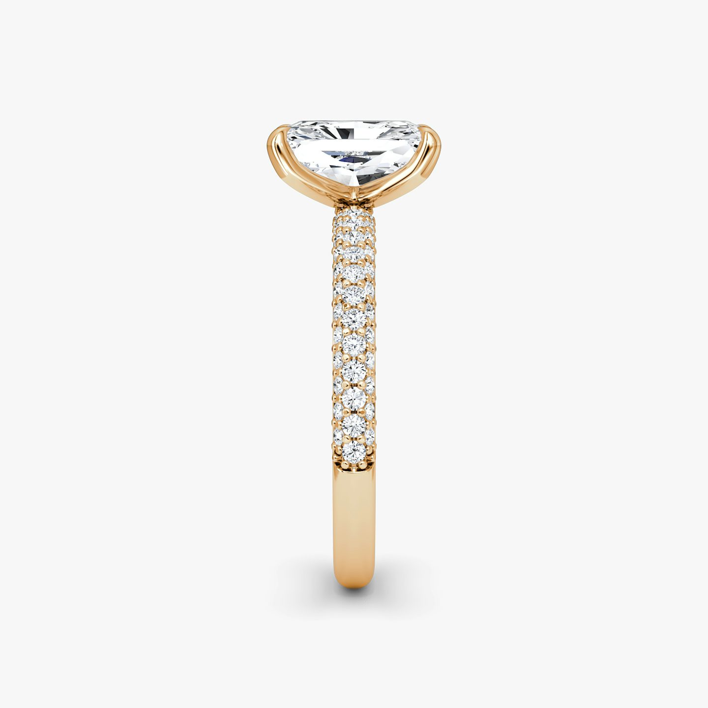 The Pavé Dome | Radiant | 14k | 14k Rose Gold | Band: Pavé | Diamond orientation: vertical | Carat weight: See full inventory