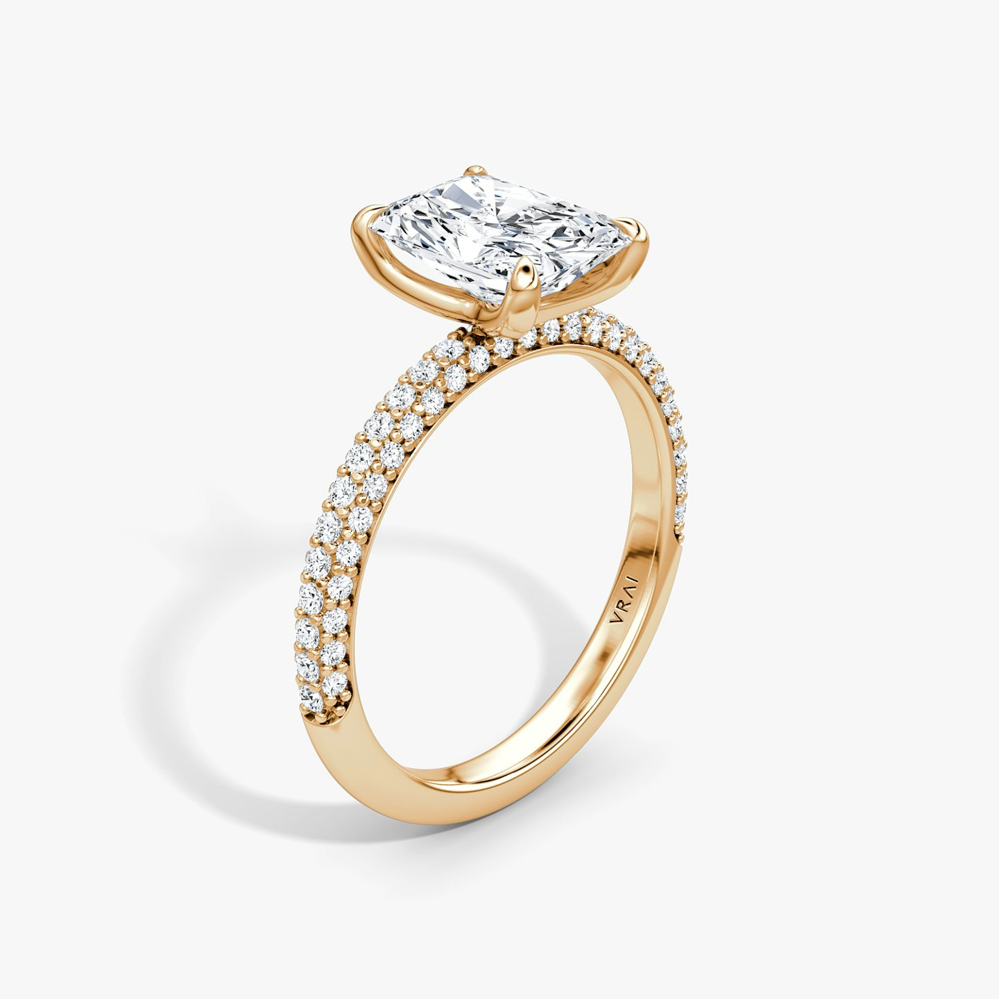 The Pavé Dome | Radiant | 14k | 14k Rose Gold | Band: Pavé | Diamond orientation: vertical | Carat weight: See full inventory
