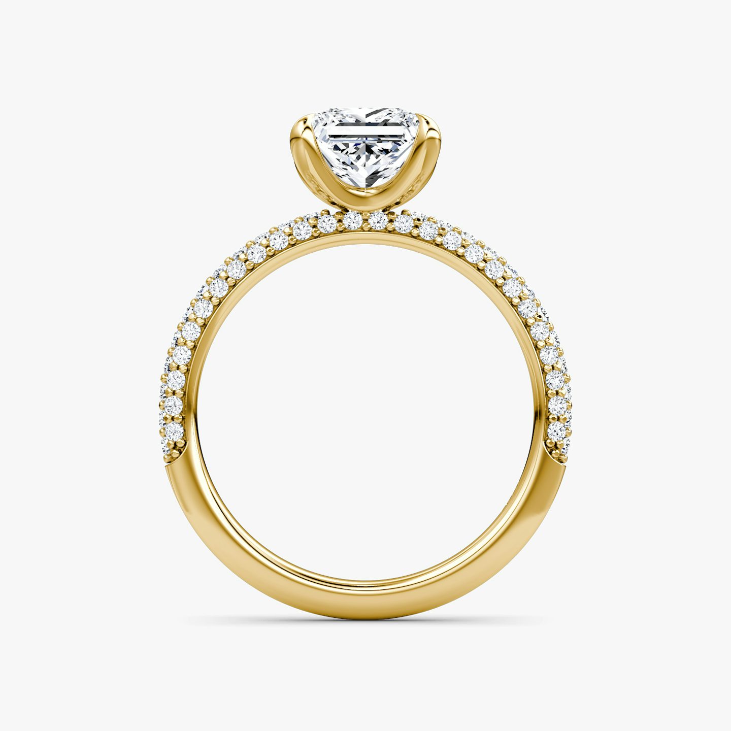 Bague de fiançailles Pavé Dome | Princesse | 18k | Or jaune 18 carats | Orientation du diamant: vertical | Poids en carats: Voir le stock total