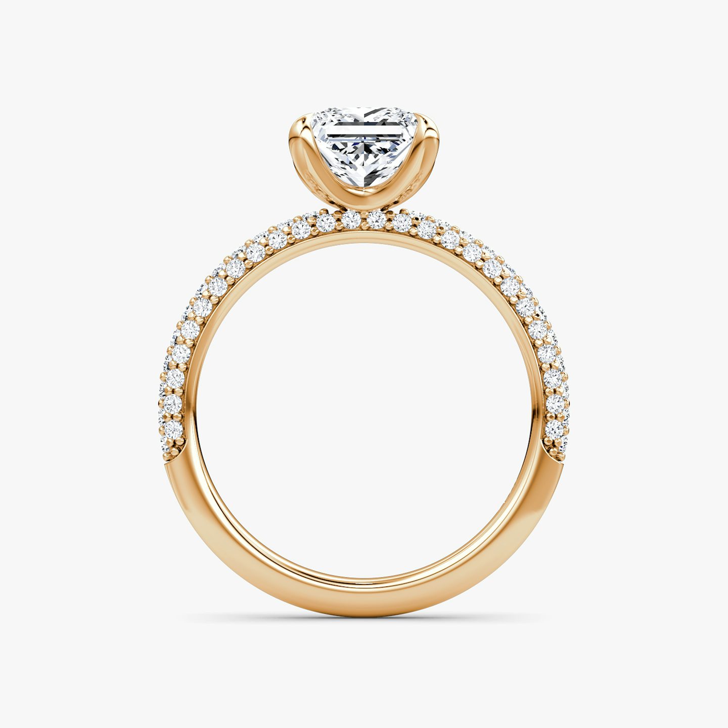 The Pavé Dome | Princess | 14k | 14k Rose Gold | Band: Pavé | Diamond orientation: vertical | Carat weight: See full inventory