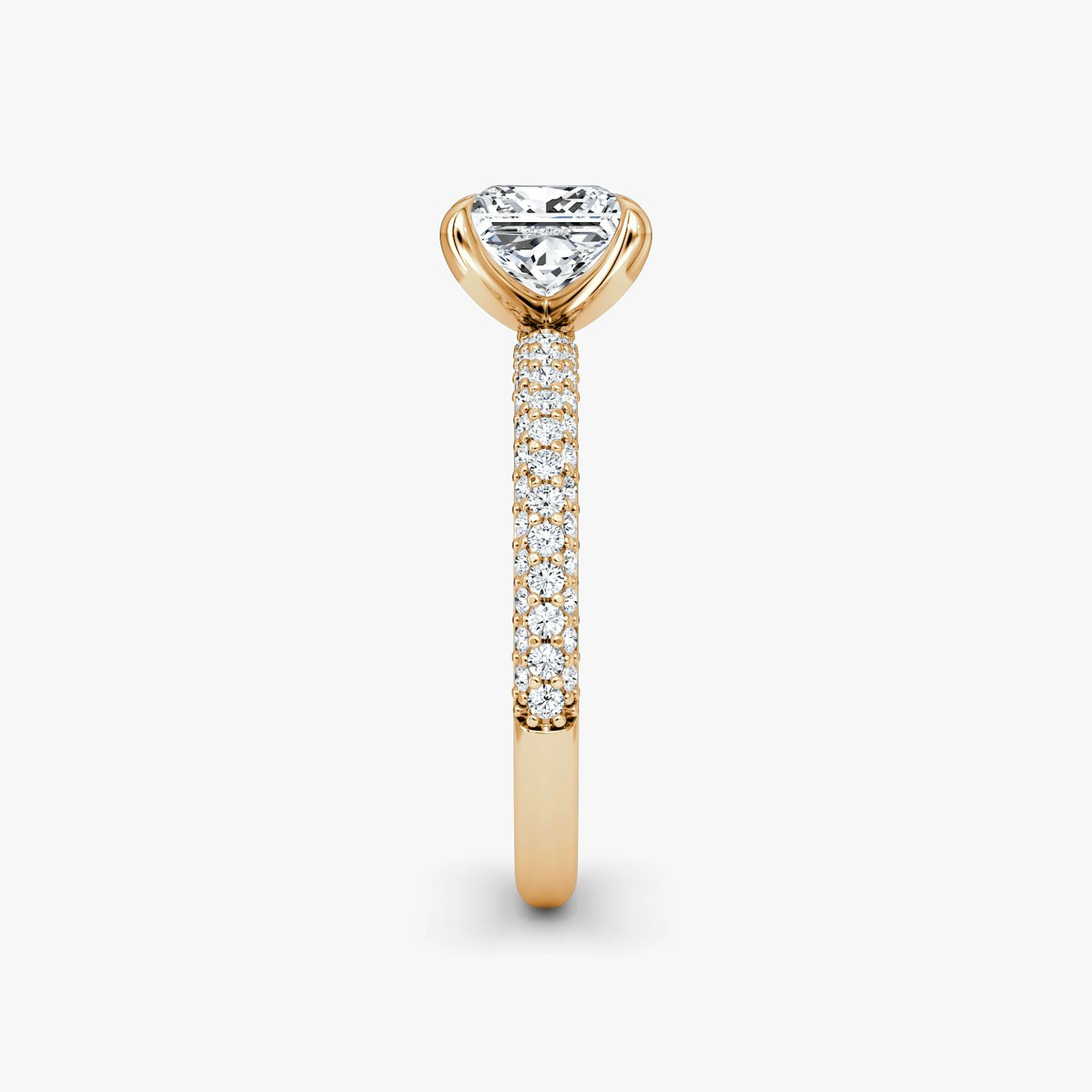 Anillo de compromiso Pavé Dome | Princesa | 14k | Oro rosa de 14 quilates | Orientación de diamante: vertical | Peso en quilates: Ver stock total