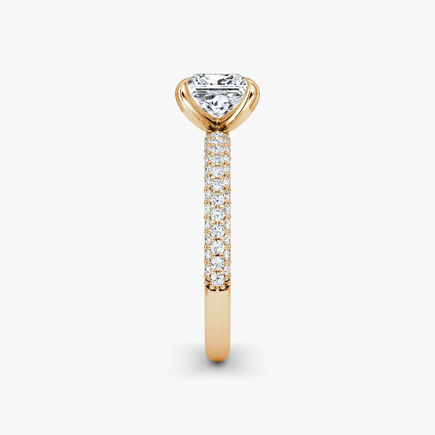 Bague de fiançailles Pavé Dome | Princesse | 14k | Or rose 14 carats | Orientation du diamant: vertical | Poids en carats: Voir le stock total