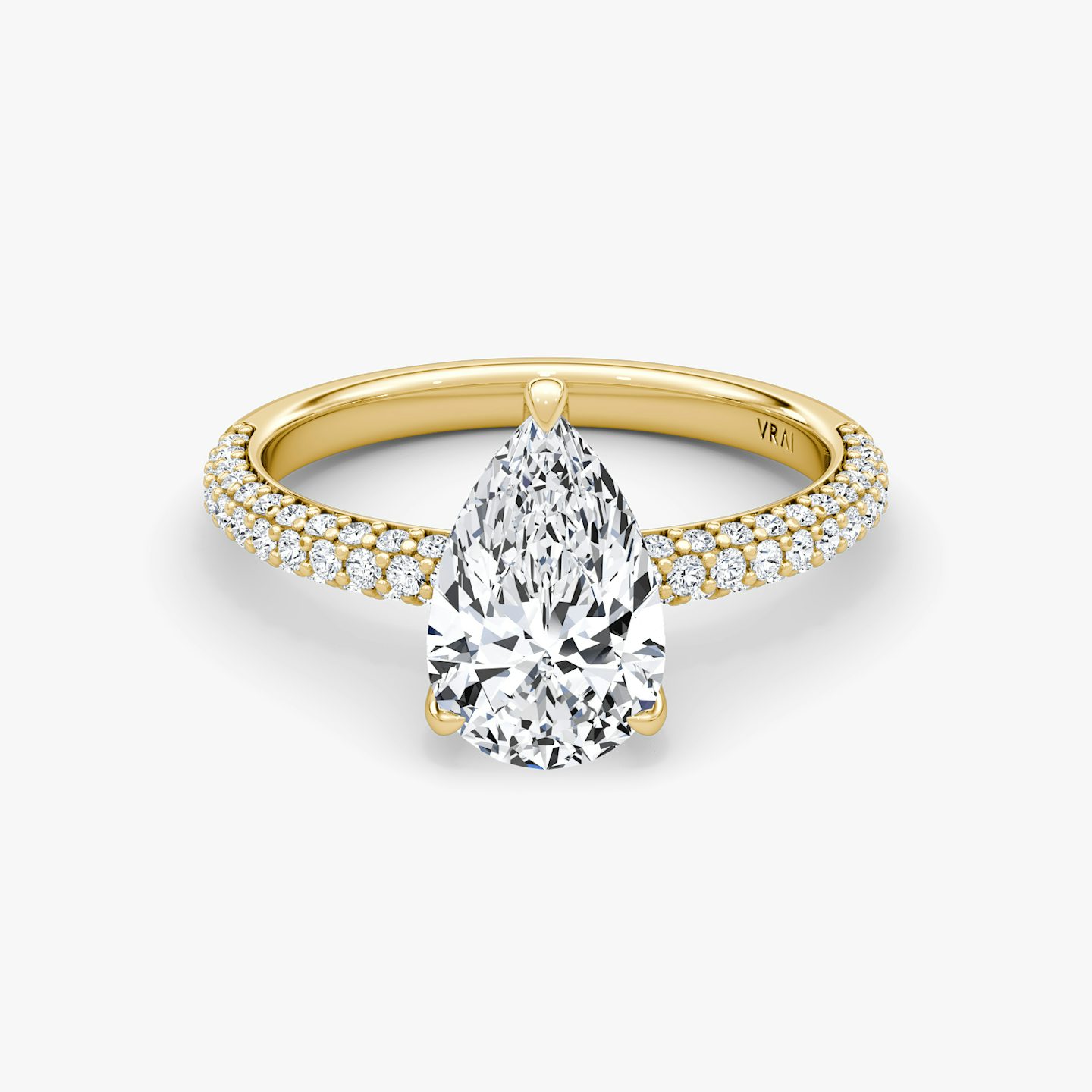 The Pavé Dome | Pear | 18k | 18k Yellow Gold | Band: Pavé | Diamond orientation: vertical | Carat weight: See full inventory