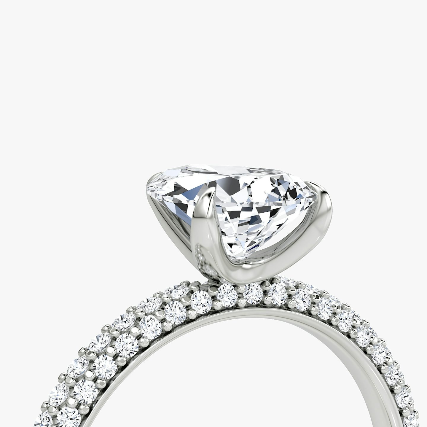 The Pavé Dome | Pear | Platinum | Band: Pavé | Diamond orientation: vertical | Carat weight: See full inventory