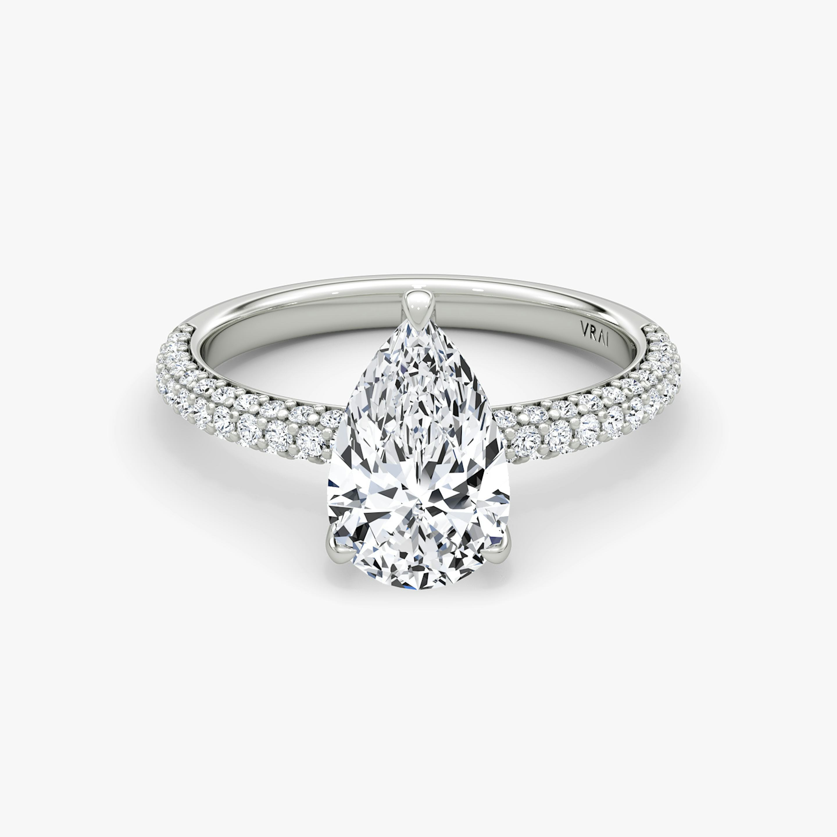 The Pavé Dome | Pear | 18k | 18k White Gold | Diamond orientation: vertical | Carat weight: See full inventory
