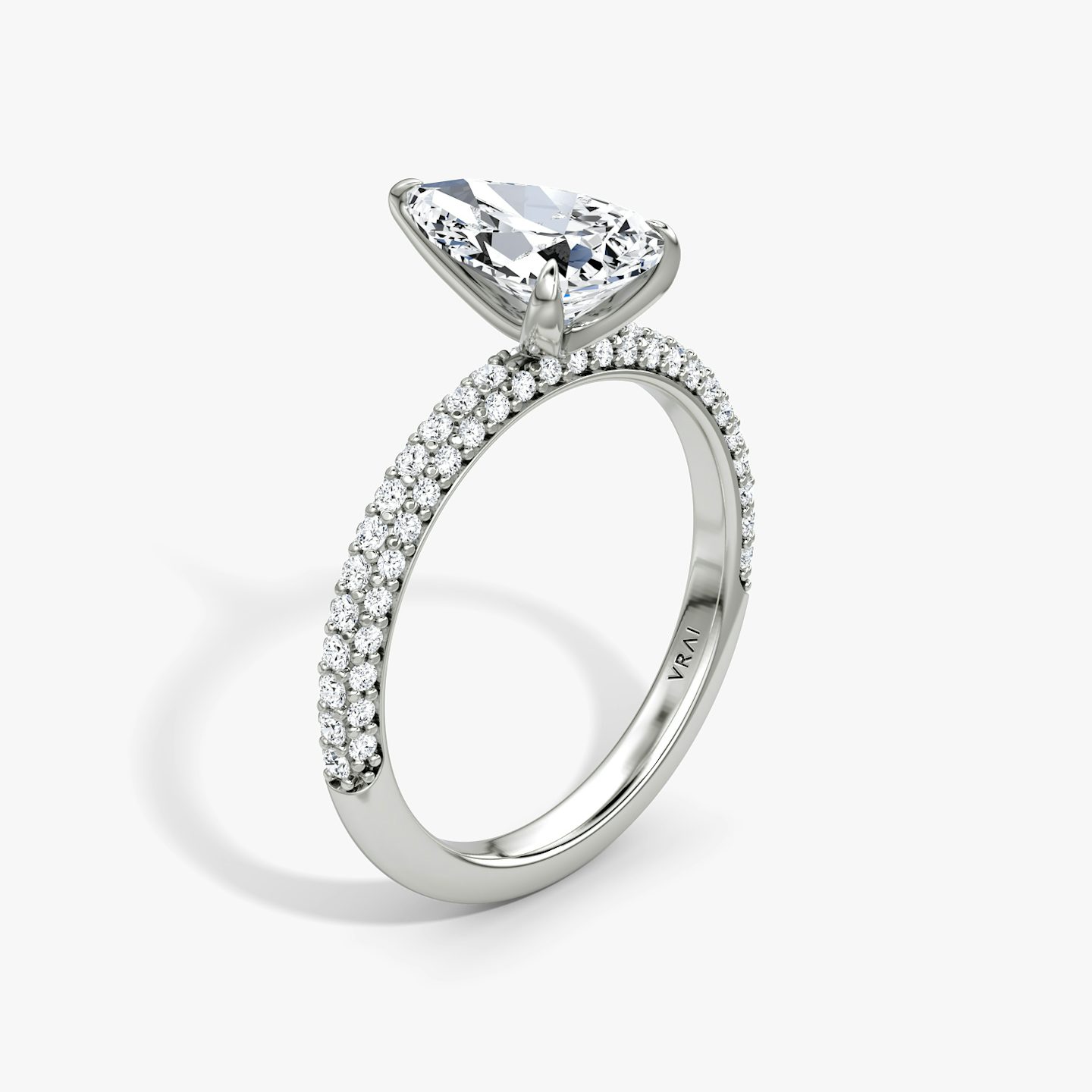 The Pavé Dome | Pear | Platinum | Band: Pavé | Diamond orientation: vertical | Carat weight: See full inventory