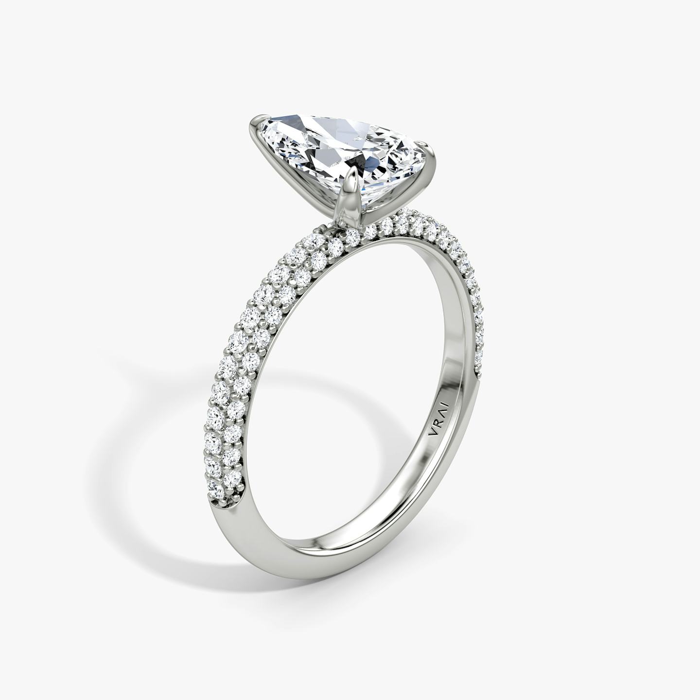 The Pavé Dome | Pear | Platinum | Diamond orientation: vertical | Carat weight: See full inventory
