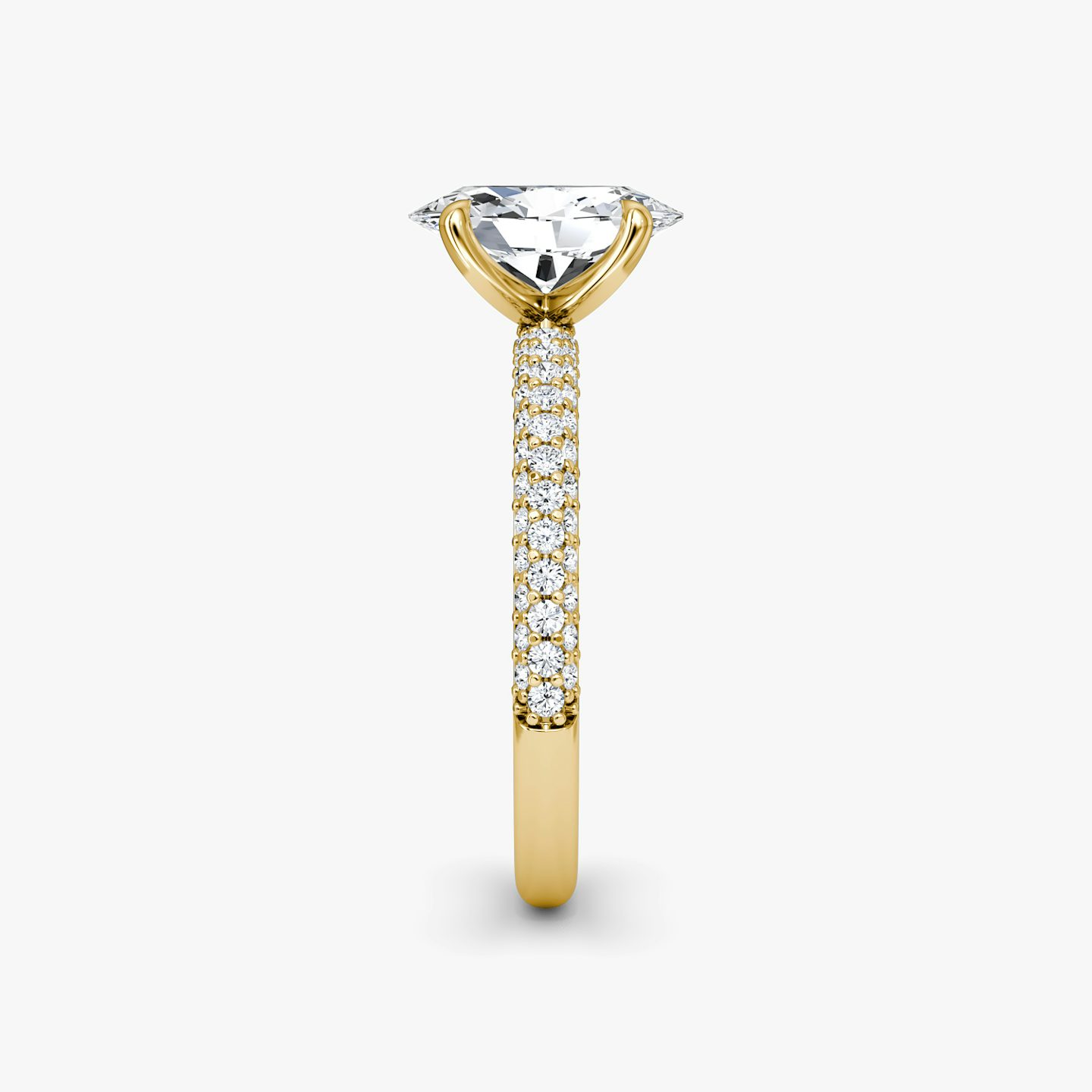 The Pavé Dome | Oval | 18k | 18k Yellow Gold | Band: Pavé | Diamond orientation: vertical | Carat weight: See full inventory