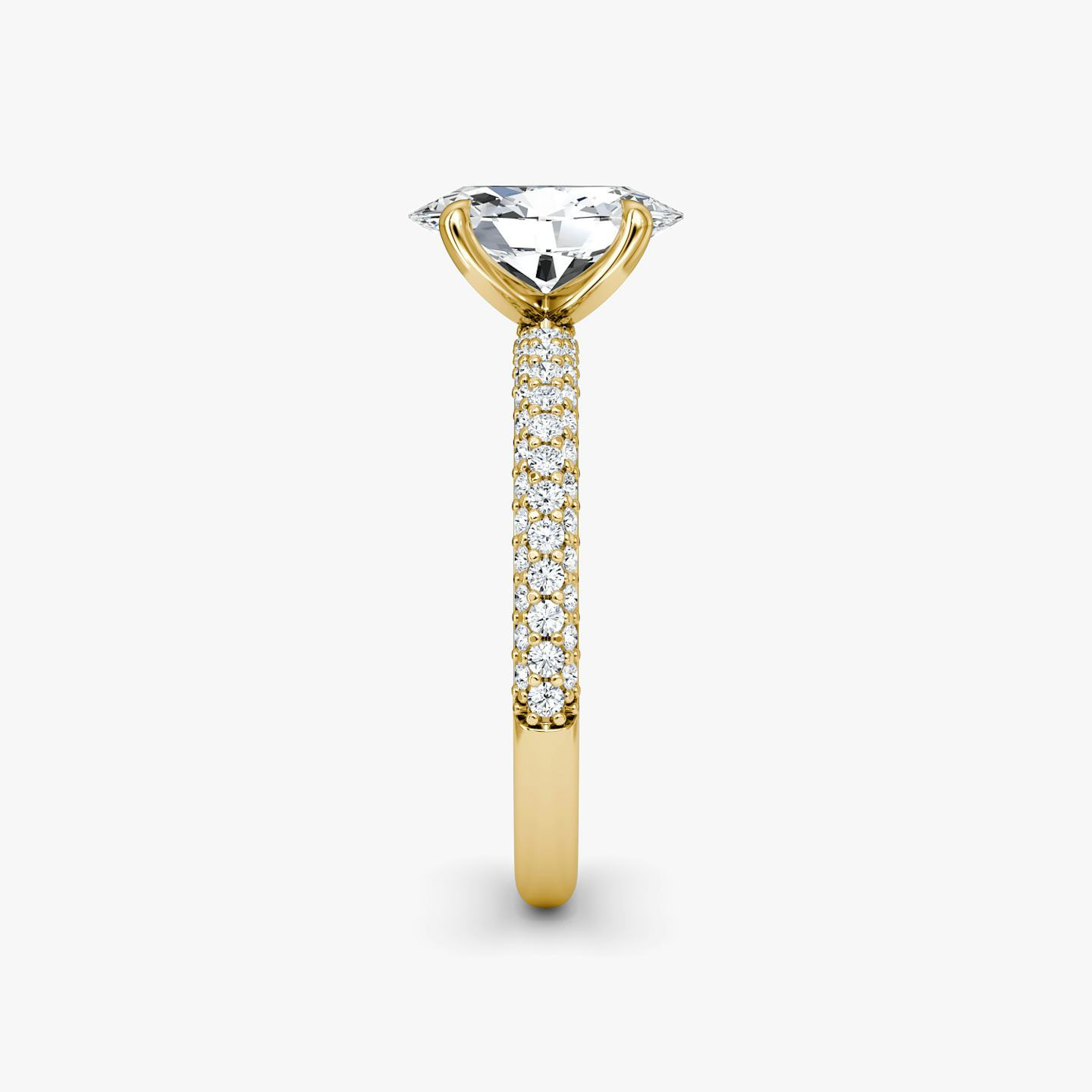 Bague de fiançailles Pavé Dome | Ovale | 18k | Or jaune 18 carats | Orientation du diamant: vertical | Poids en carats: Voir le stock total