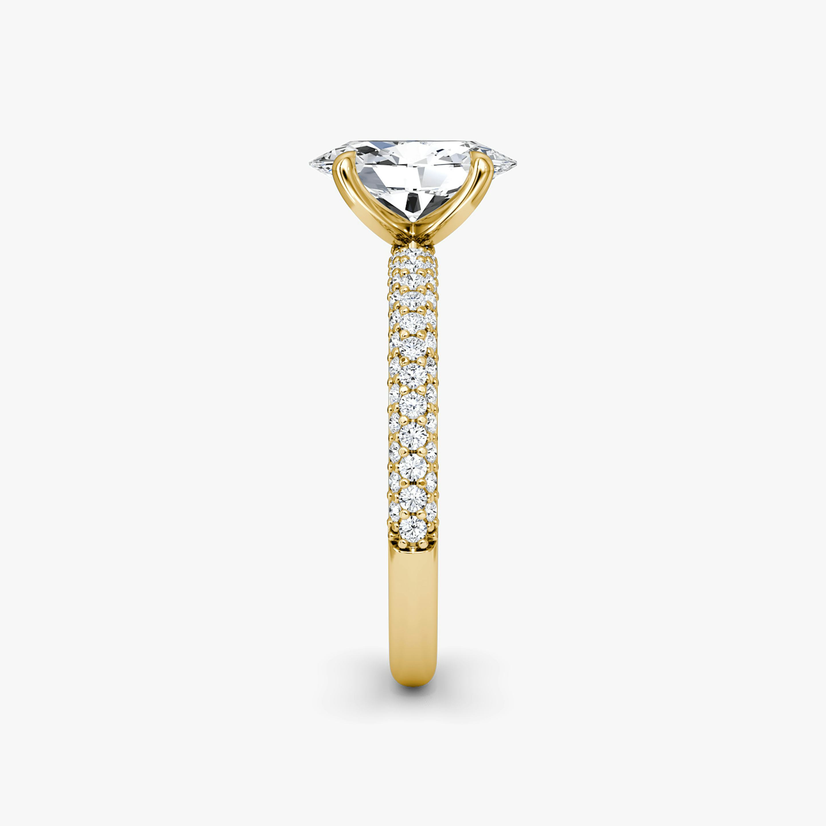 The Pavé Dome | Oval | 18k | 18k Yellow Gold | Diamond orientation: vertical | Carat weight: See full inventory
