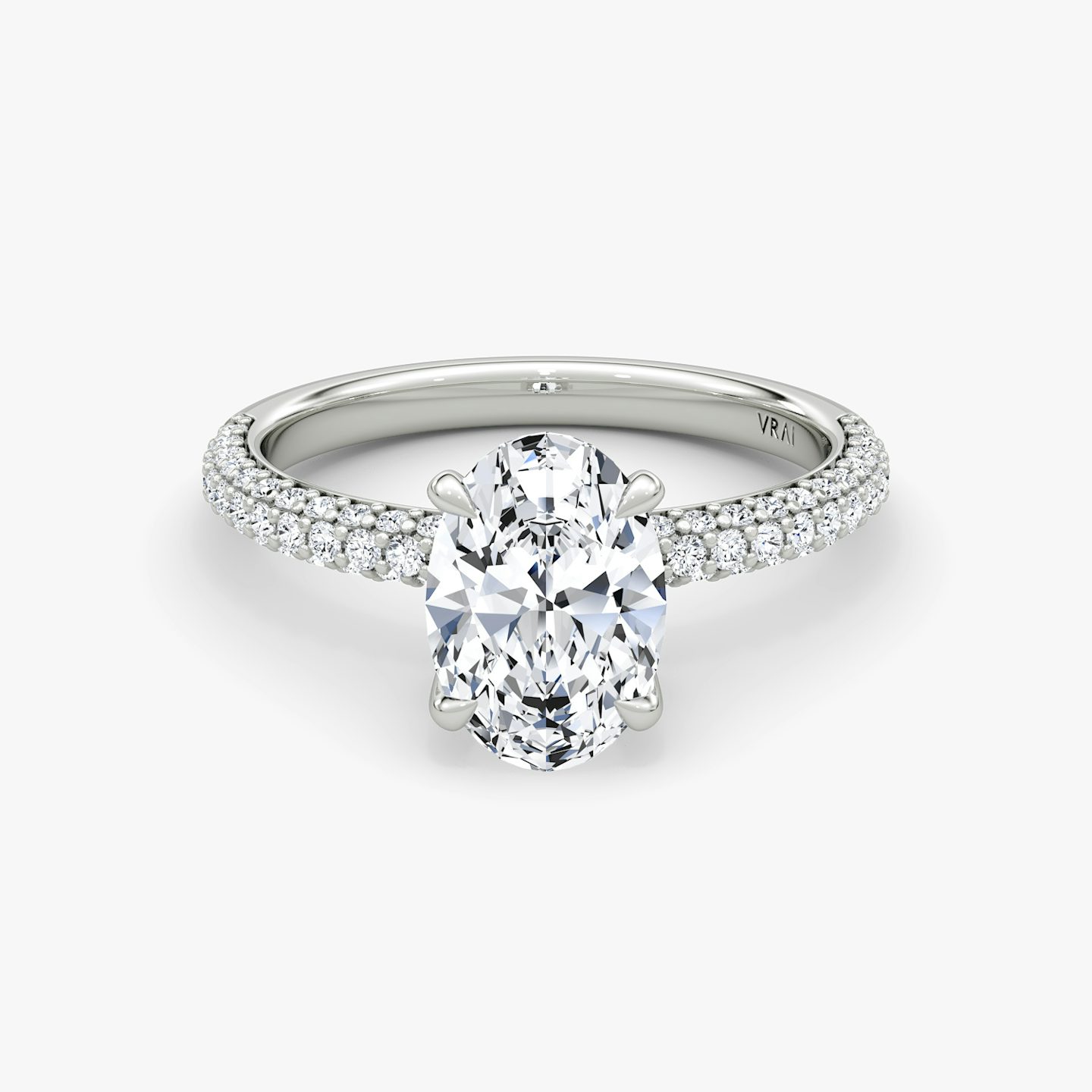 The Pavé Dome | Oval | 18k | 18k White Gold | Band: Pavé | Diamond orientation: vertical | Carat weight: See full inventory