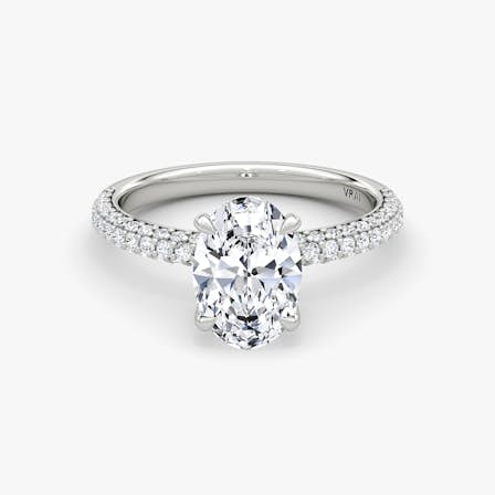 Pave Dome Oval Engagement Ring