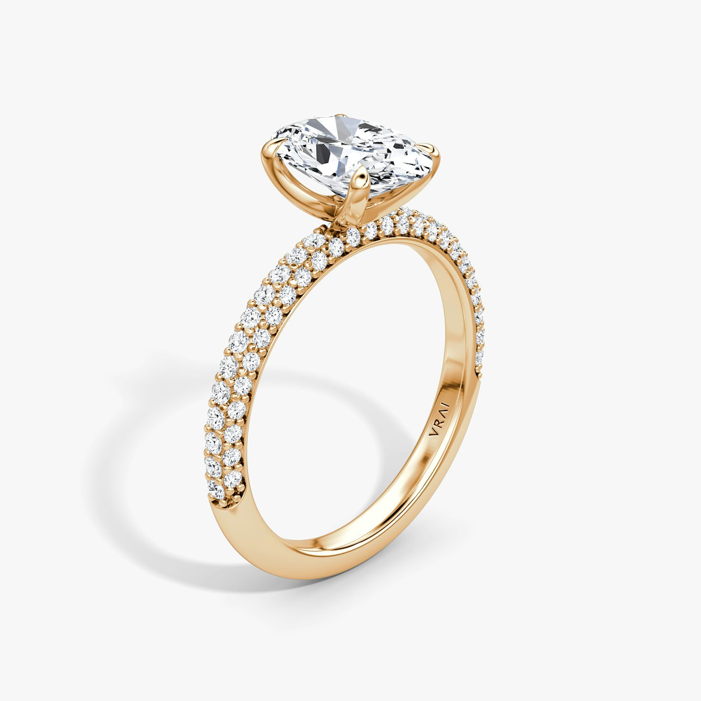 The Pavé Dome | oval | 14k | rose-gold | diamondOrientation: vertical | caratWeight: other
