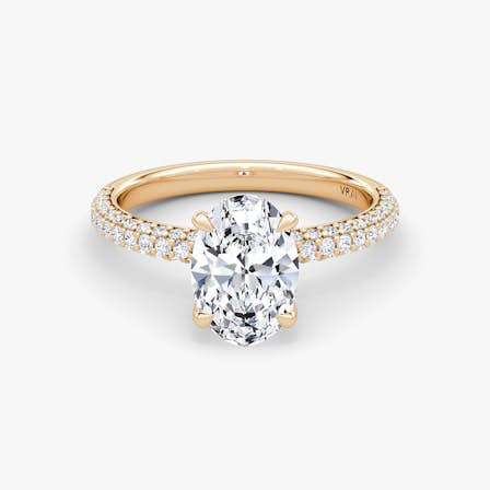 Pave Dome Oval Engagement Ring