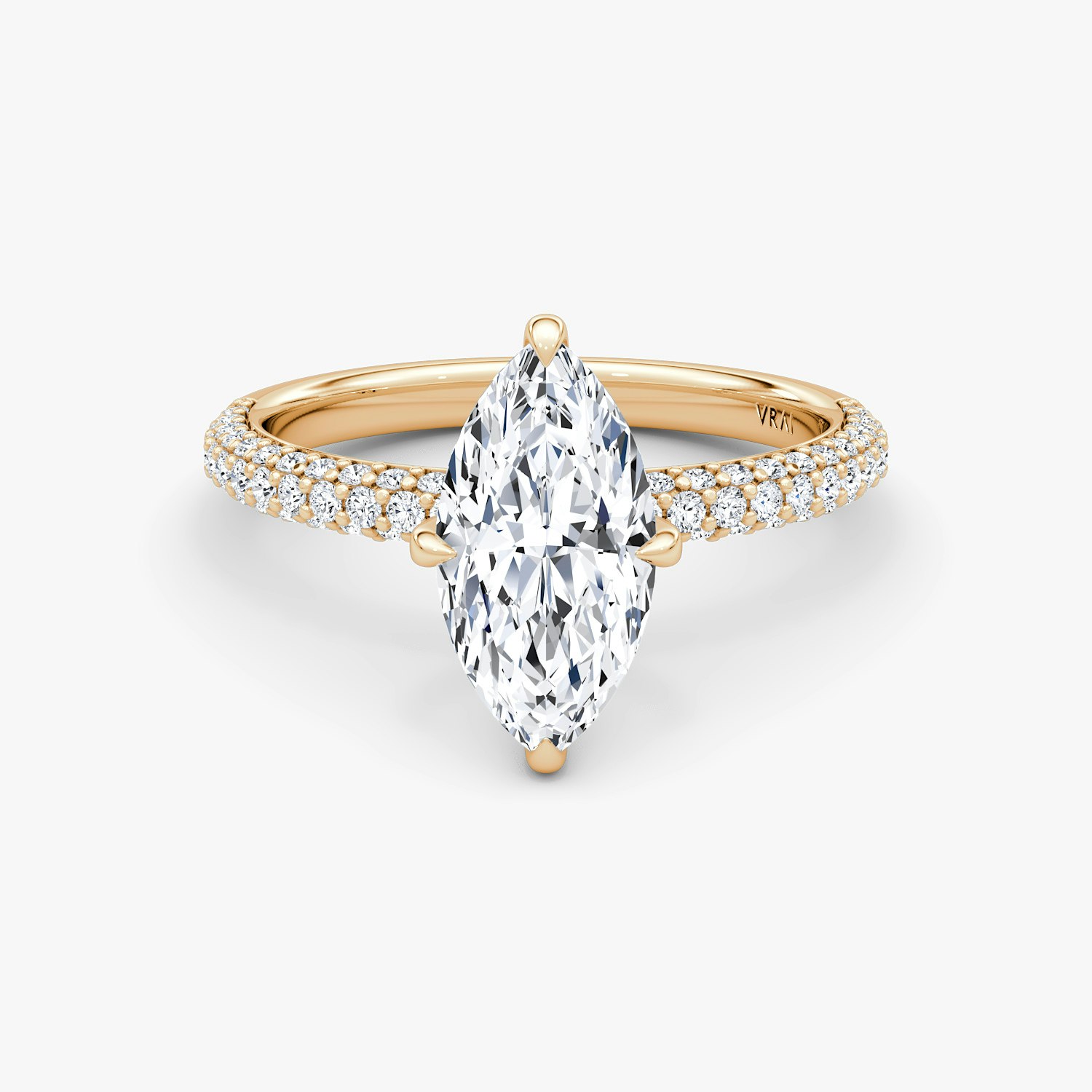 Pavé Dome Marquise Engagement Ring | 14k Rose Gold Pave