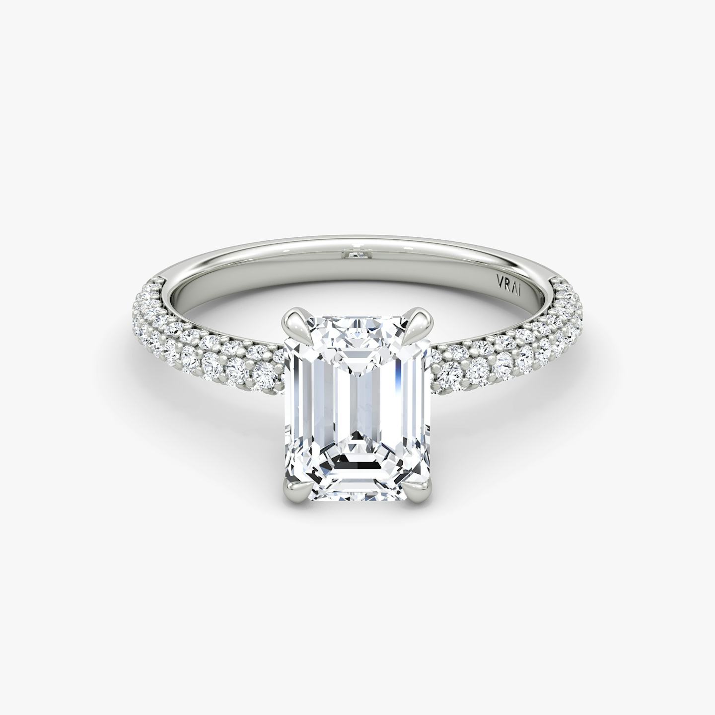 The Pavé Dome | Emerald | Platinum | Diamond orientation: vertical | Carat weight: See full inventory