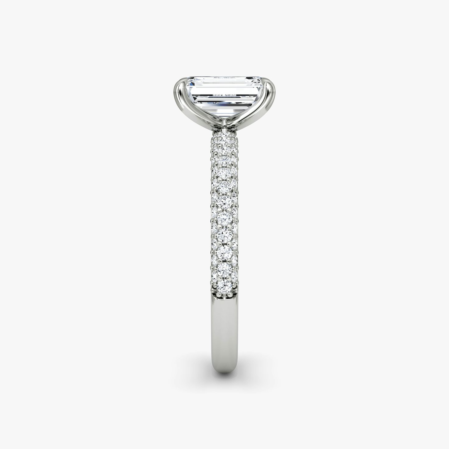 The Pavé Dome | Emerald | 18k | 18k White Gold | Band: Pavé | Diamond orientation: vertical | Carat weight: See full inventory