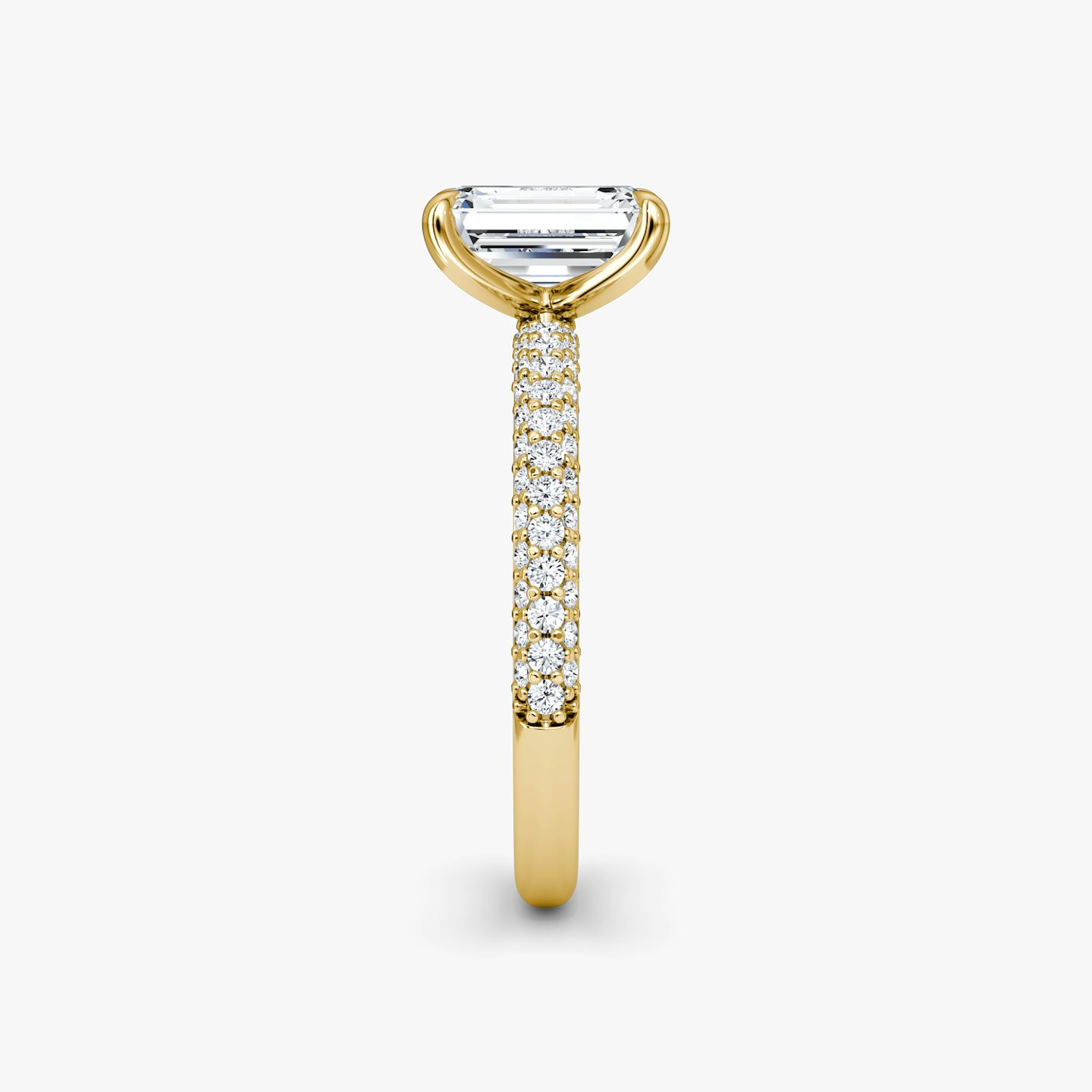 The Pavé Dome | Emerald | 18k | 18k Yellow Gold | Band: Pavé | Diamond orientation: vertical | Carat weight: See full inventory