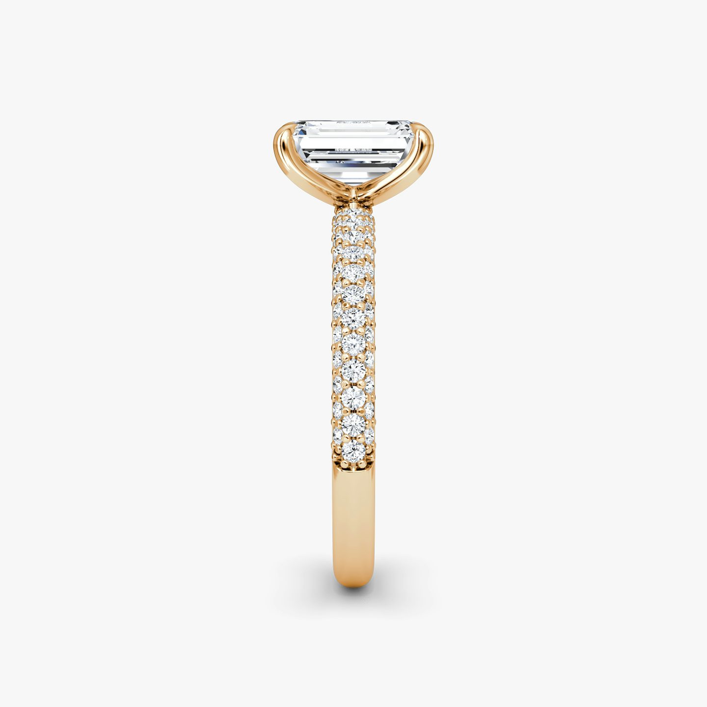 The Pavé Dome | Emerald | 14k | 14k Rose Gold | Band: Pavé | Diamond orientation: vertical | Carat weight: See full inventory
