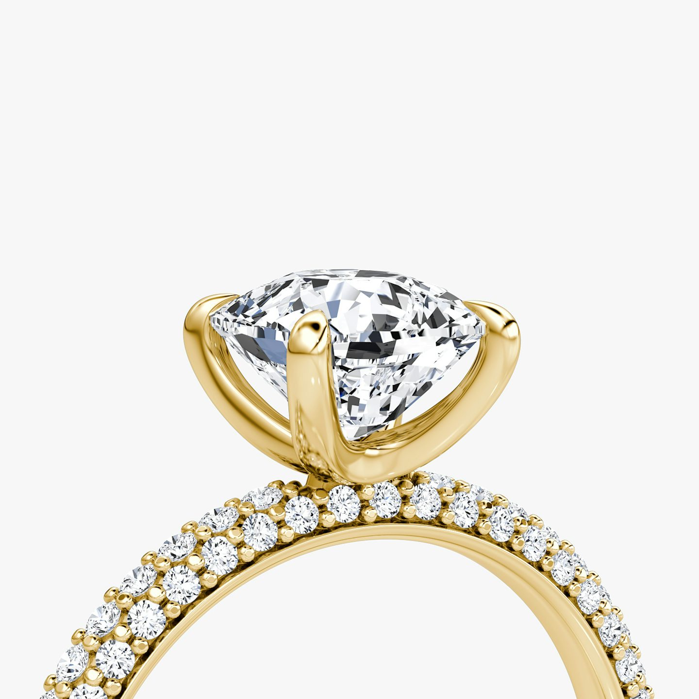 The Pavé Dome | cushion | 18k | yellow-gold | bandAccent: pave | diamondOrientation: vertical | caratWeight: other