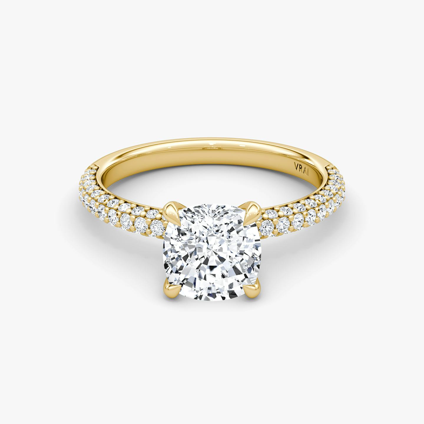 The Pavé Dome | Pavé Cushion | 18k | 18k Yellow Gold | Diamond orientation: vertical | Carat weight: See full inventory