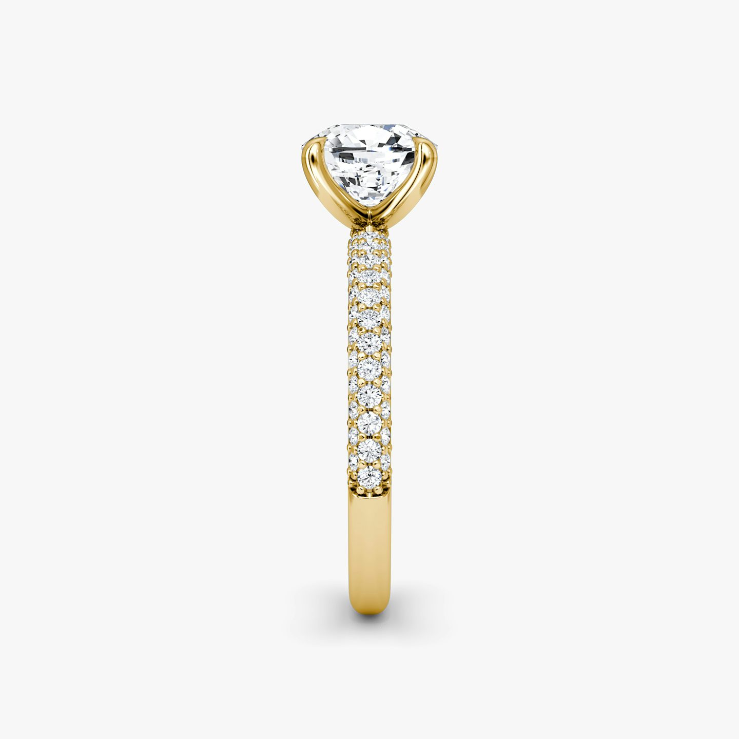 The Pavé Dome | Pavé Cushion | 18k | 18k Yellow Gold | Band: Pavé | Diamond orientation: vertical | Carat weight: See full inventory