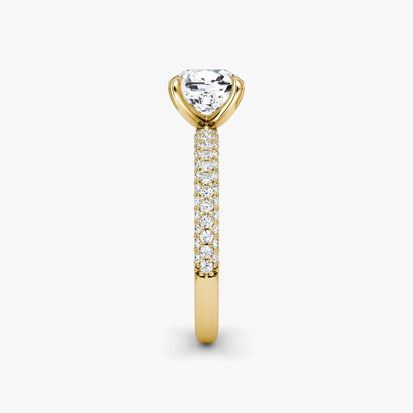 The Pavé Dome | Pavé Cushion | 18k | 18k Yellow Gold | Diamond orientation: vertical | Carat weight: See full inventory