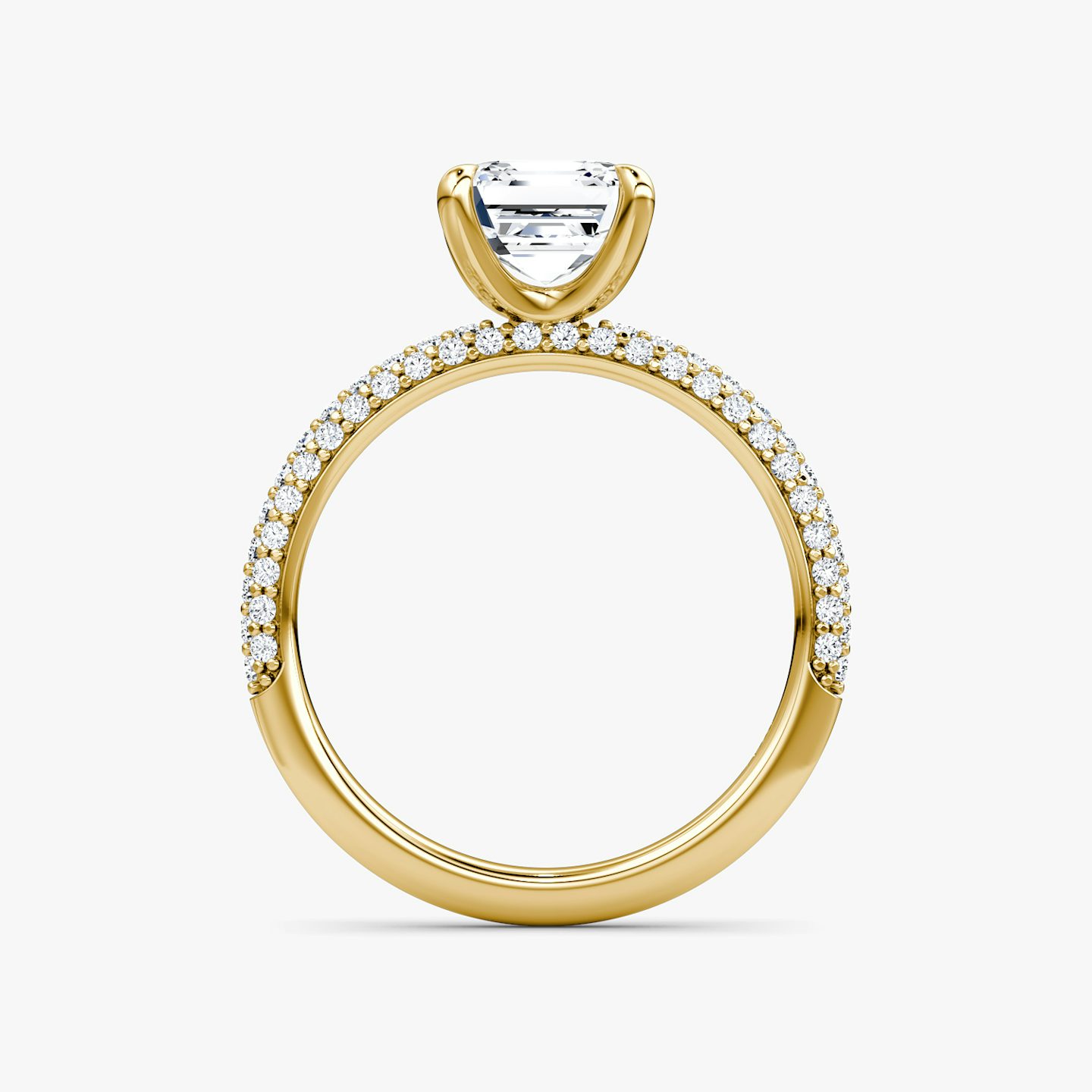 Anillo de compromiso Pavé Dome | Asscher | 18k | Oro amarillo de 18 quilates | Orientación de diamante: vertical | Peso en quilates: Ver stock total