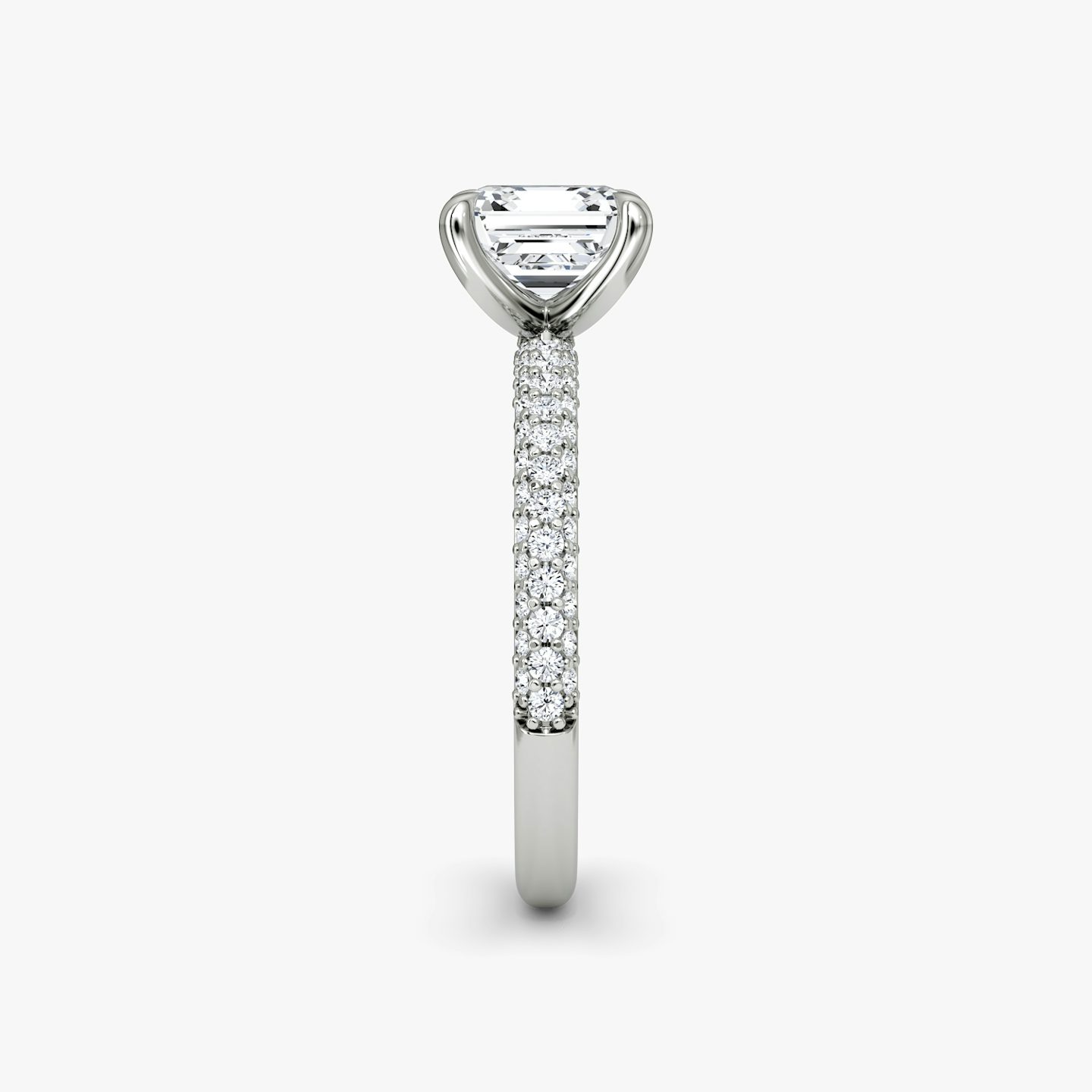 Bague de fiançailles Pavé Dome | Asscher | 18k | Or blanc 18 carats | Orientation du diamant: vertical | Poids en carats: Voir le stock total
