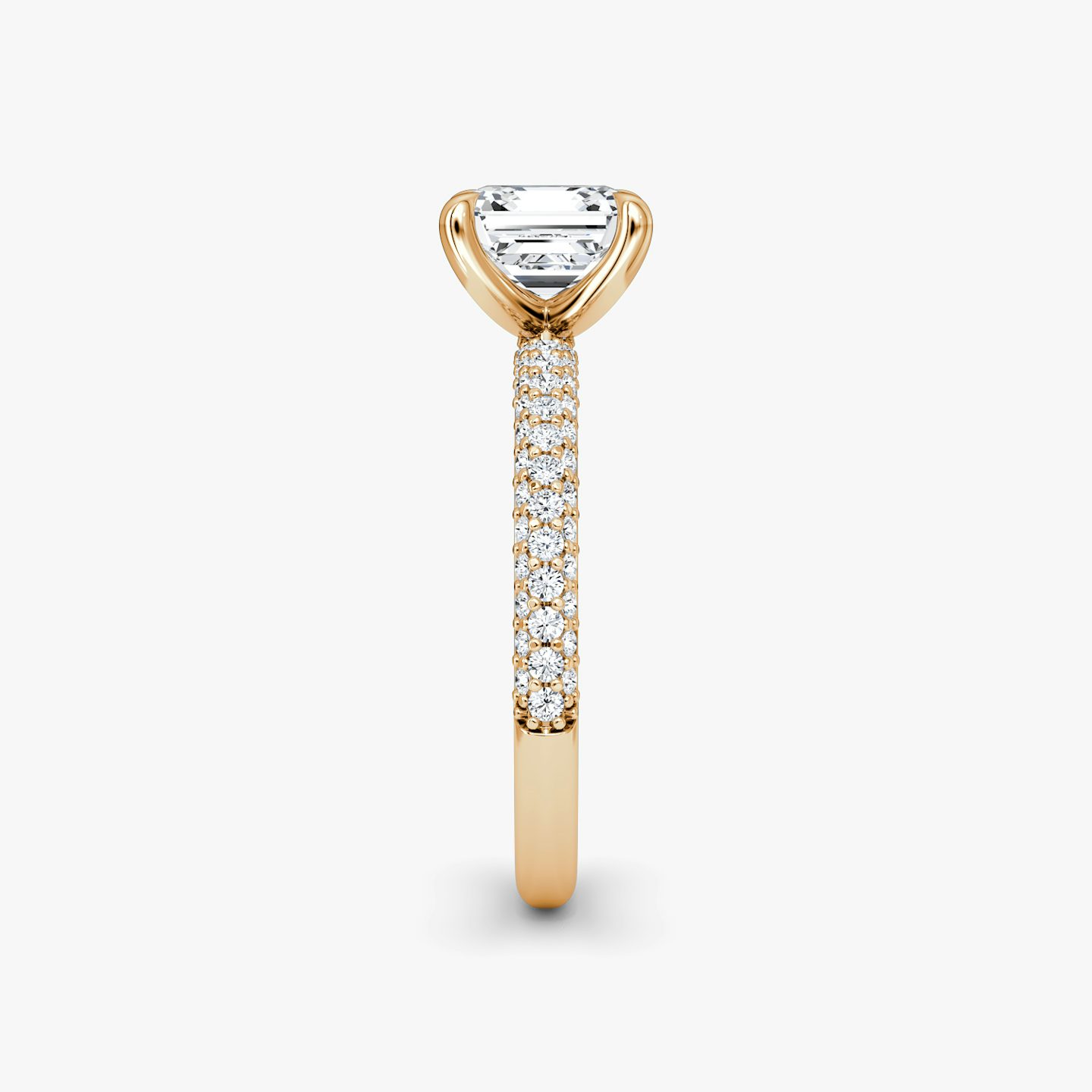 Anillo de compromiso Pavé Dome | Asscher | 14k | Oro rosa de 14 quilates | Orientación de diamante: vertical | Peso en quilates: Ver stock total