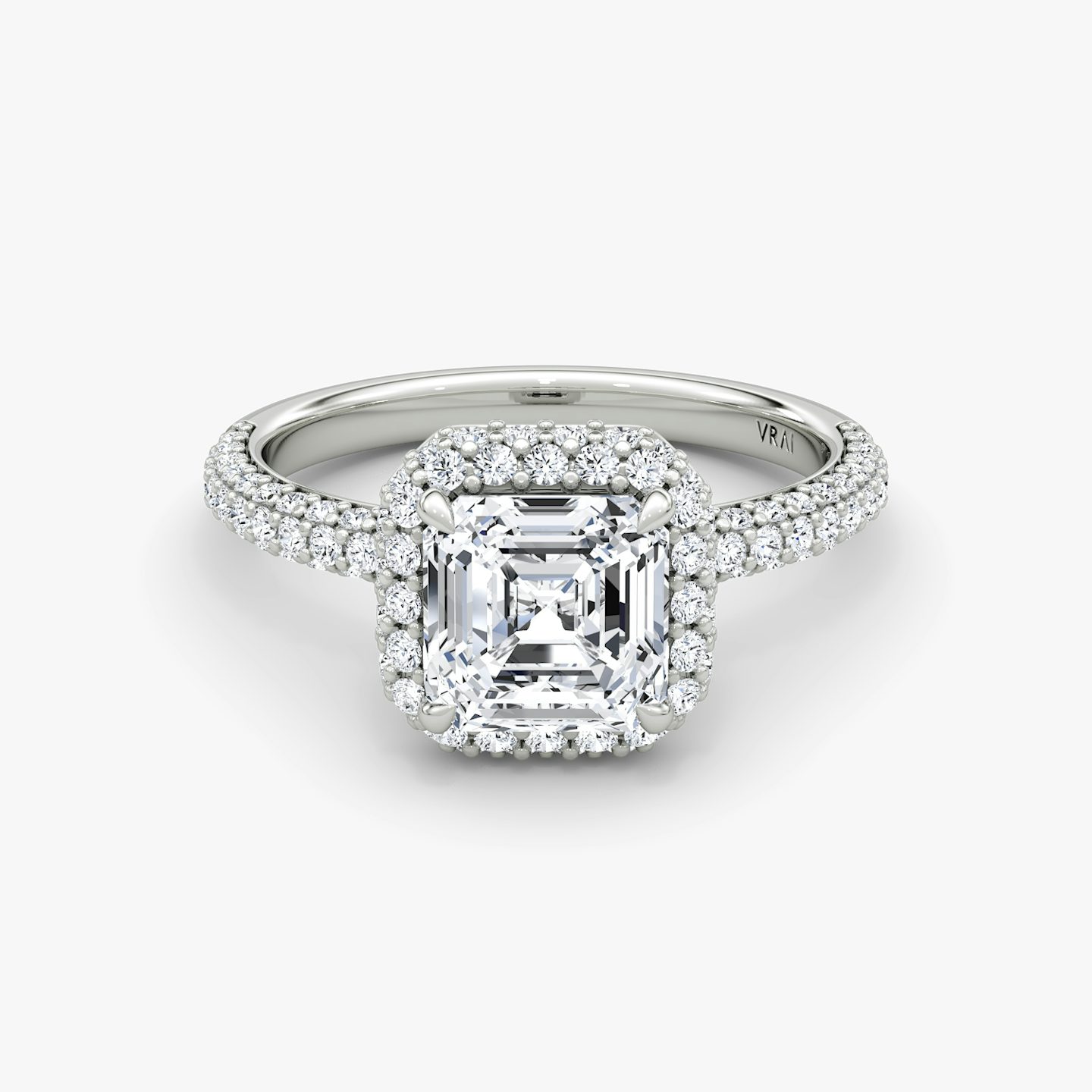 The Halo Dome | Asscher | 18k | 18k White Gold | Diamond orientation: vertical | Carat weight: See full inventory