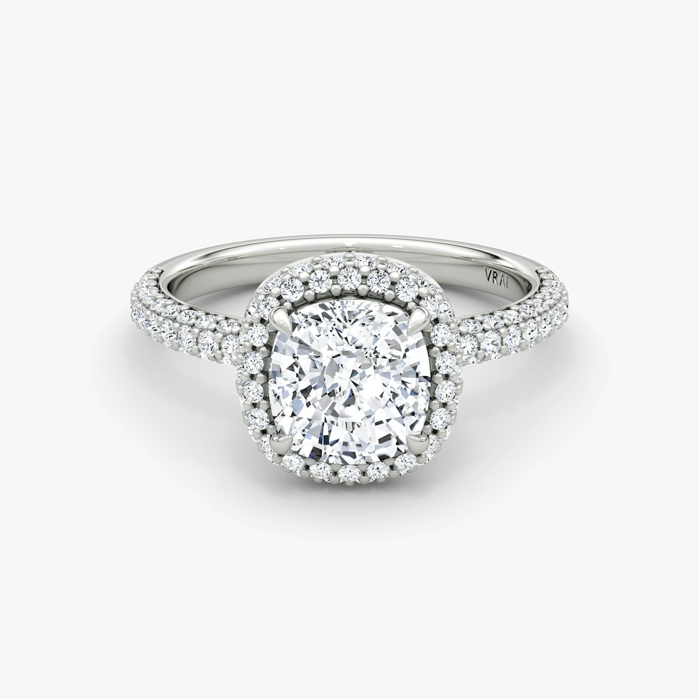 The Halo Dome | Pavé Cushion | 18k | 18k White Gold | Diamond orientation: vertical | Carat weight: See full inventory