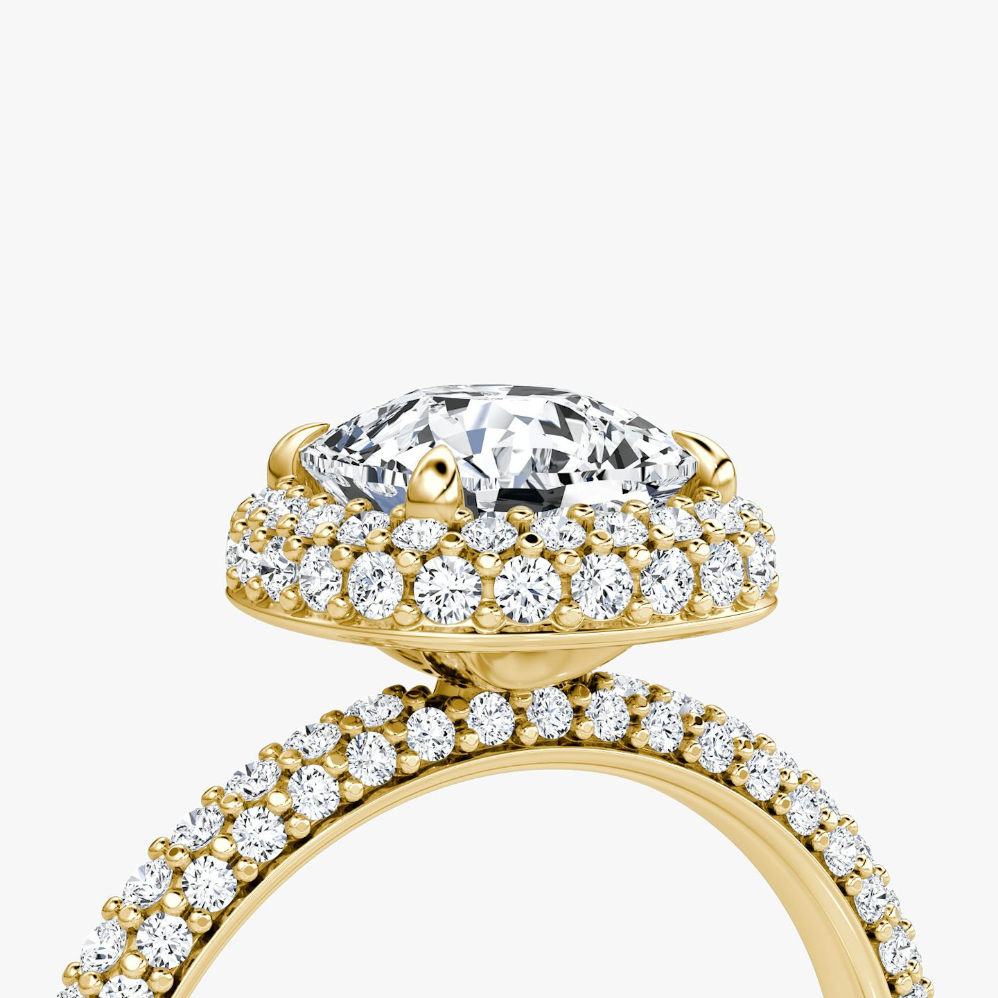 The Halo Dome | Pavé Cushion | 18k | 18k Yellow Gold | Diamond orientation: vertical | Carat weight: See full inventory