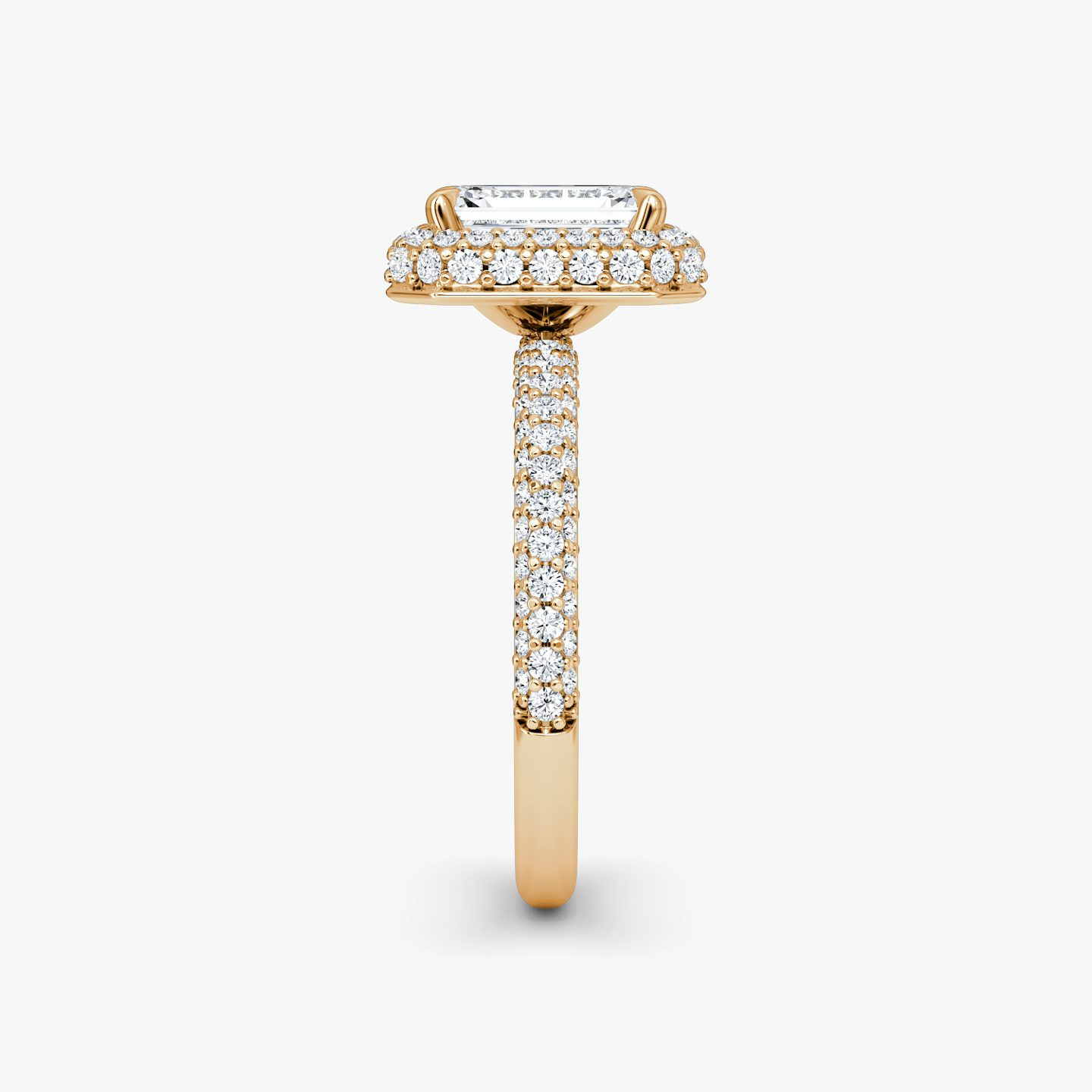 The Halo Dome | Emerald | 14k | 14k Rose Gold | Band: Pavé | Diamond orientation: vertical | Carat weight: See full inventory